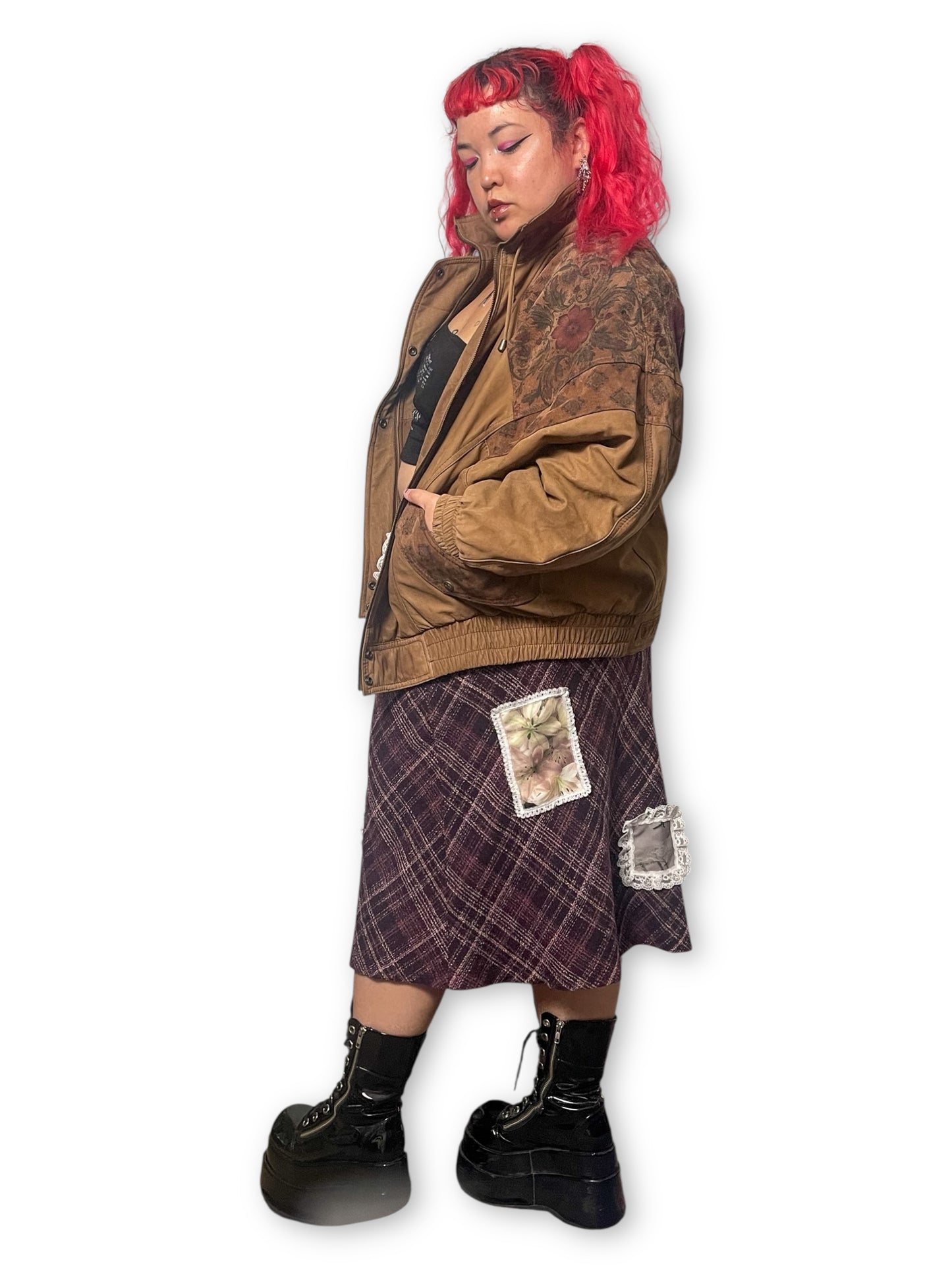 80’s Boho Leather Bomber Jacket (2X/3X/4X)