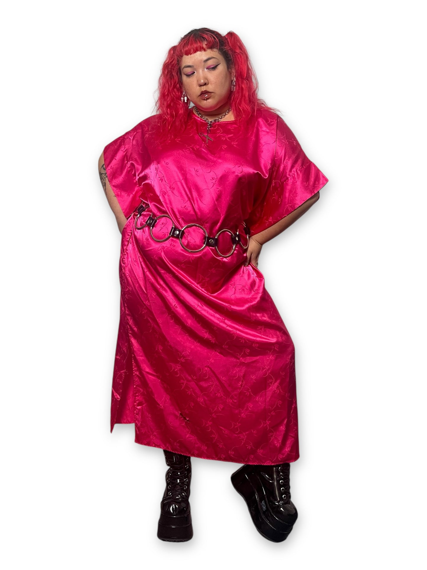 80’s Hot Pink Satin Nightgown (2X)