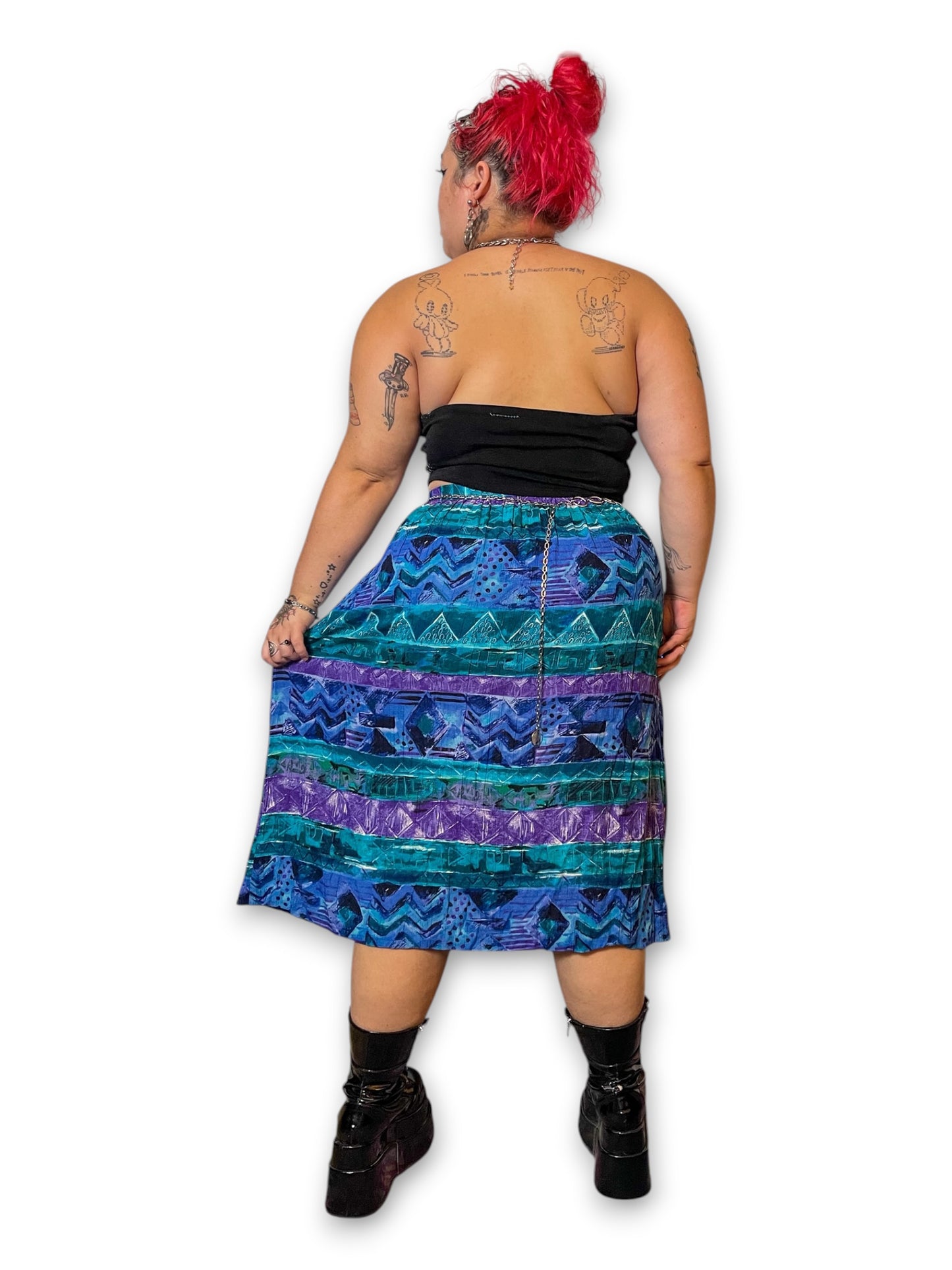 90’s Boho Retro Print Skirt (1X)