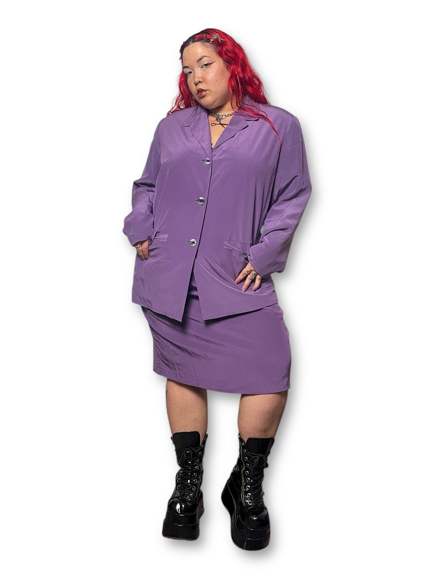 90’s August Max Woman Silk Skirt Suit (3X)