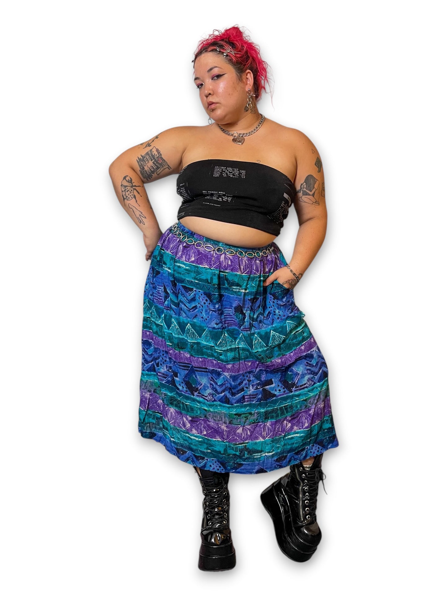 90’s Boho Retro Print Skirt (1X)