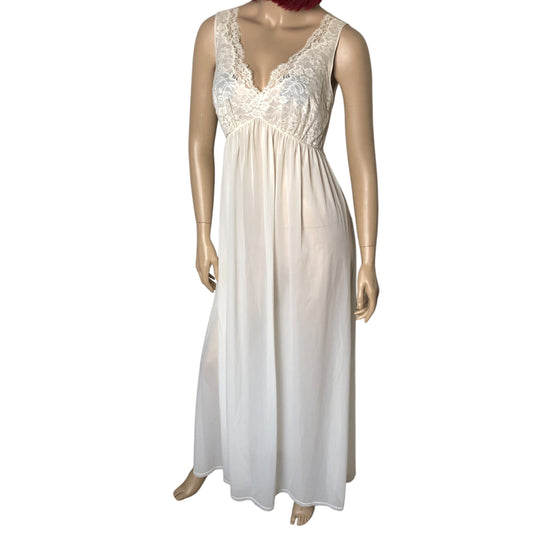 50’s Vanity Fair White Maxi Slip Dress (M)