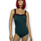 90’s/Y2K INC International Concepts Black and Turquoise Polka Dot Swimsuit (L)