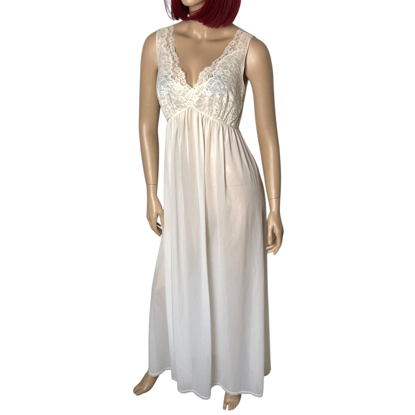 50’s Vanity Fair White Maxi Slip Dress (M)