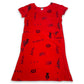 Y2K Red Boho Print Midi Dress (L)