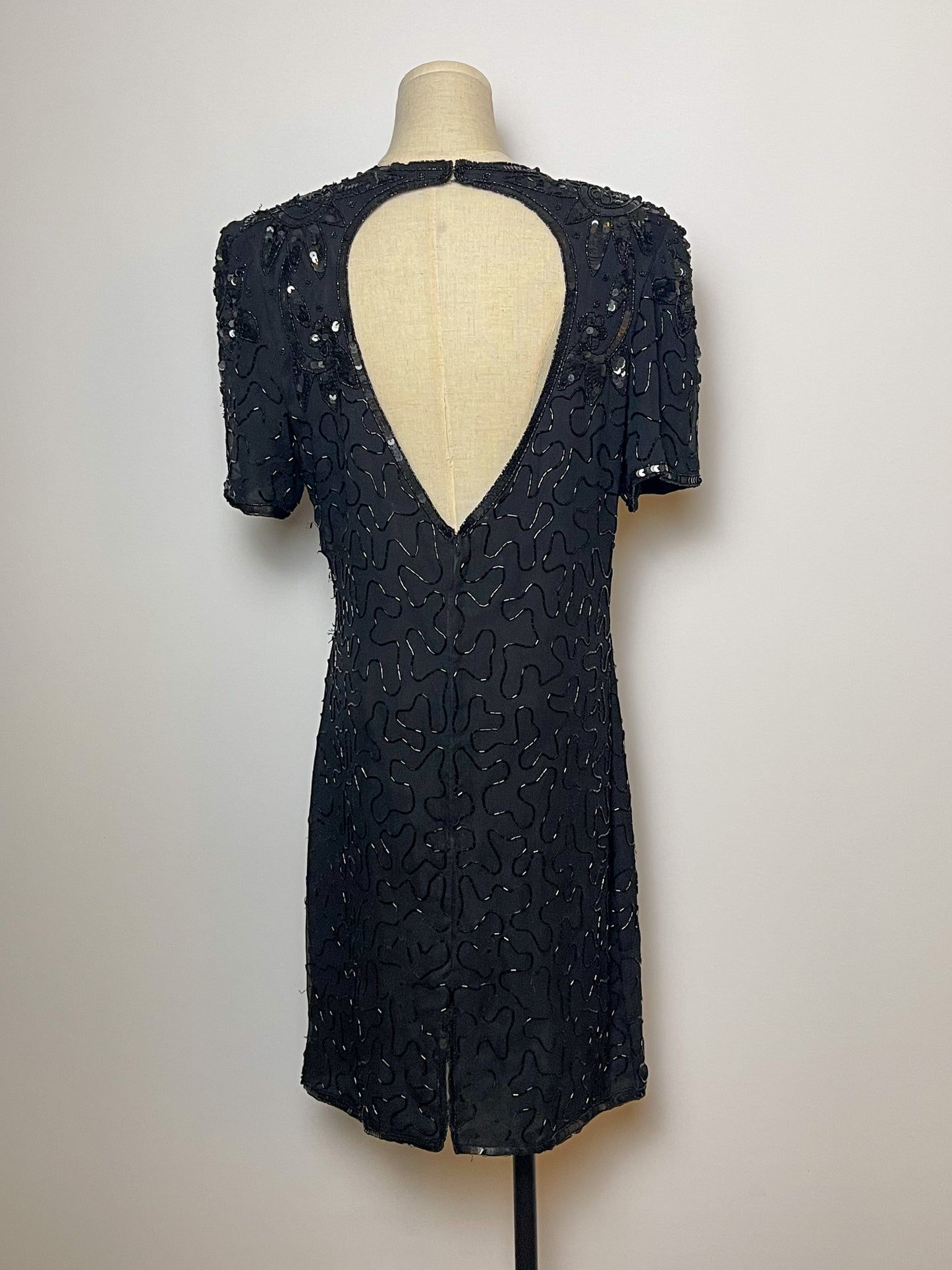 80’s/90’s Black Beaded Cocktail Dress (M)