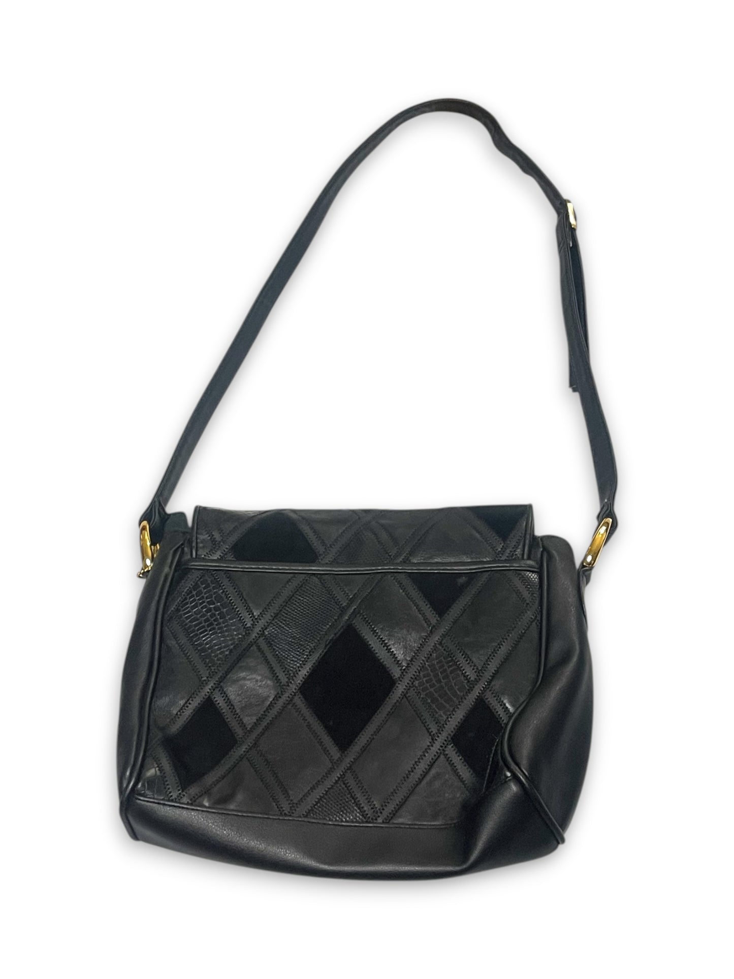 90’s Black Patchwork Leather Purse
