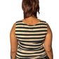 Y2K Draper’s & Damon’s Black and Cream Striped Tank Top (L)