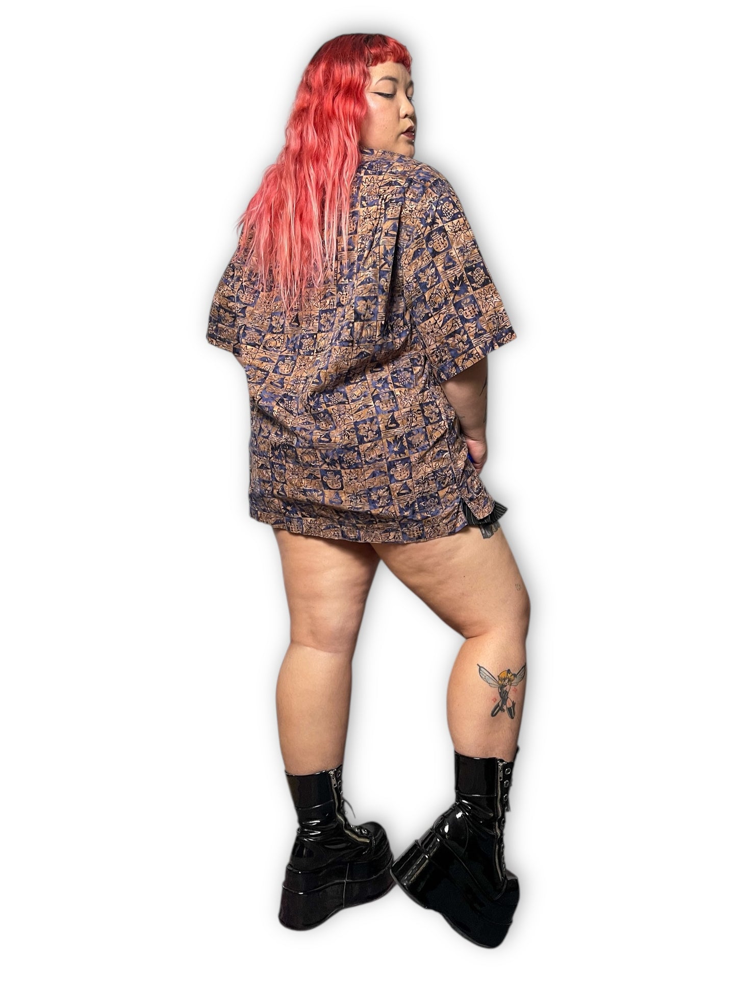 90’s Basic Options Brown and Blue Checkered Print Button Down Shirt (XL/1X/2X)