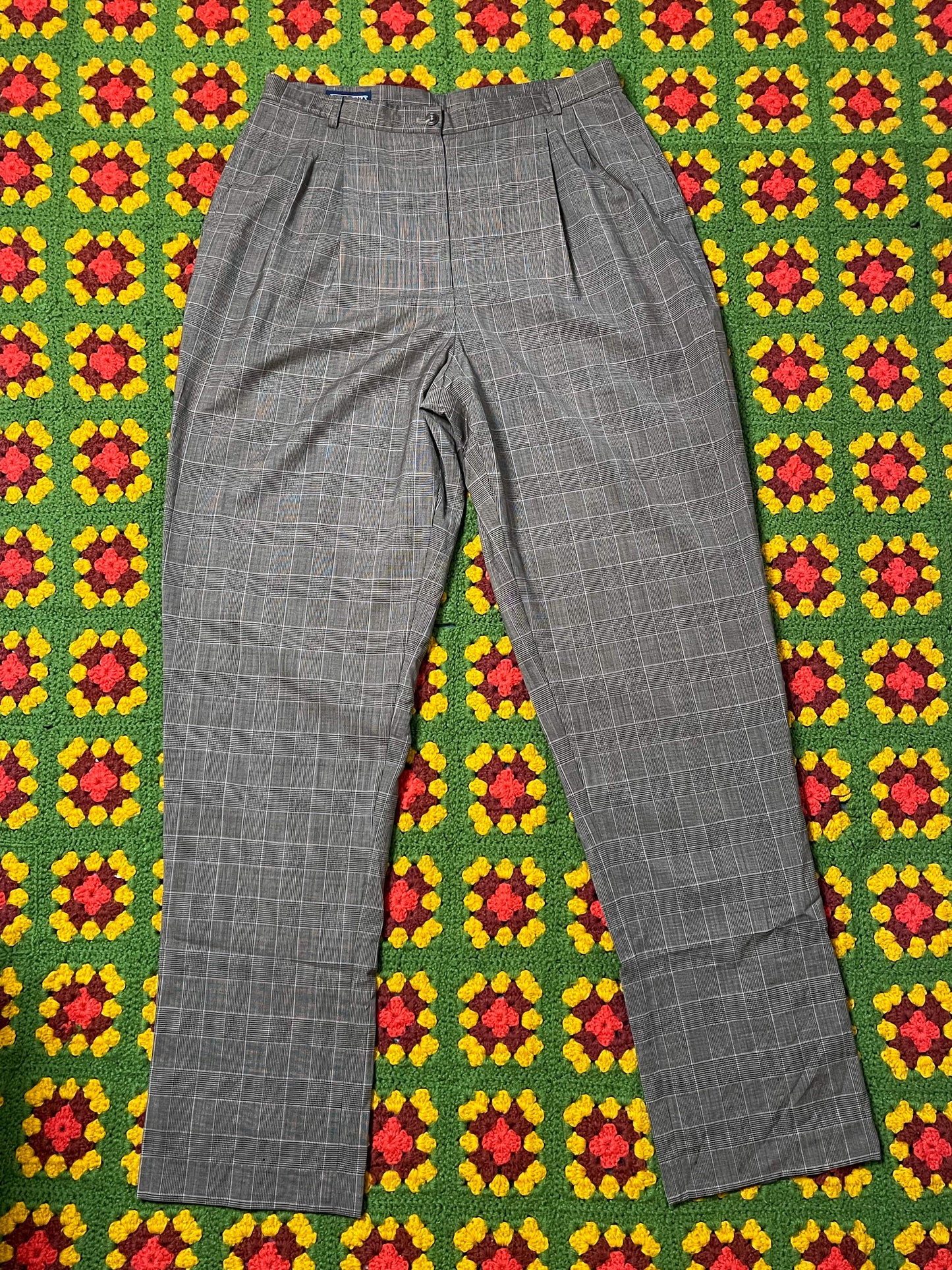 90’s/Y2K Land’s End Brown Plaid Wool Dress Pants (L)