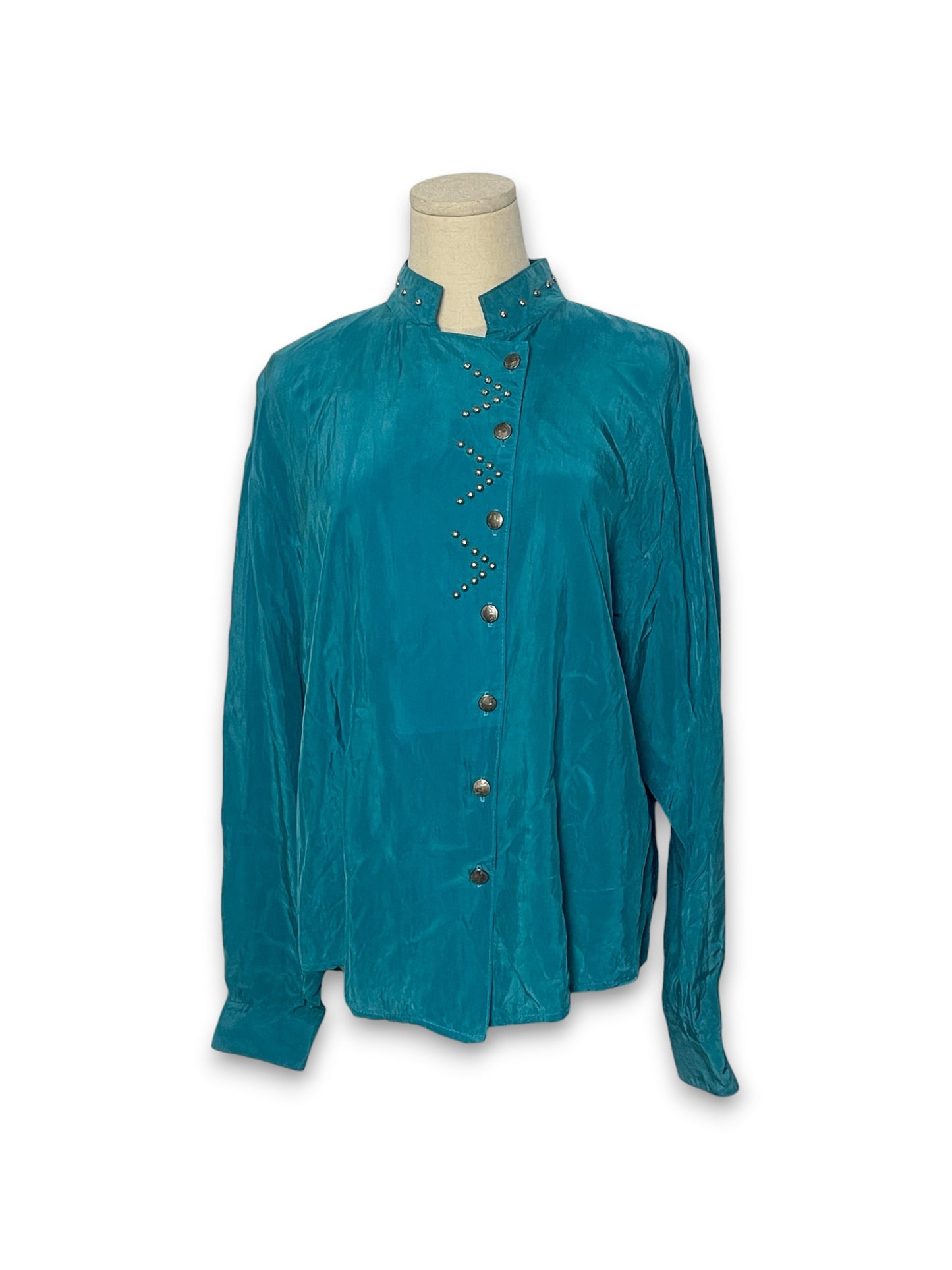 80’s Turquoise Retro Western Blouse (L)