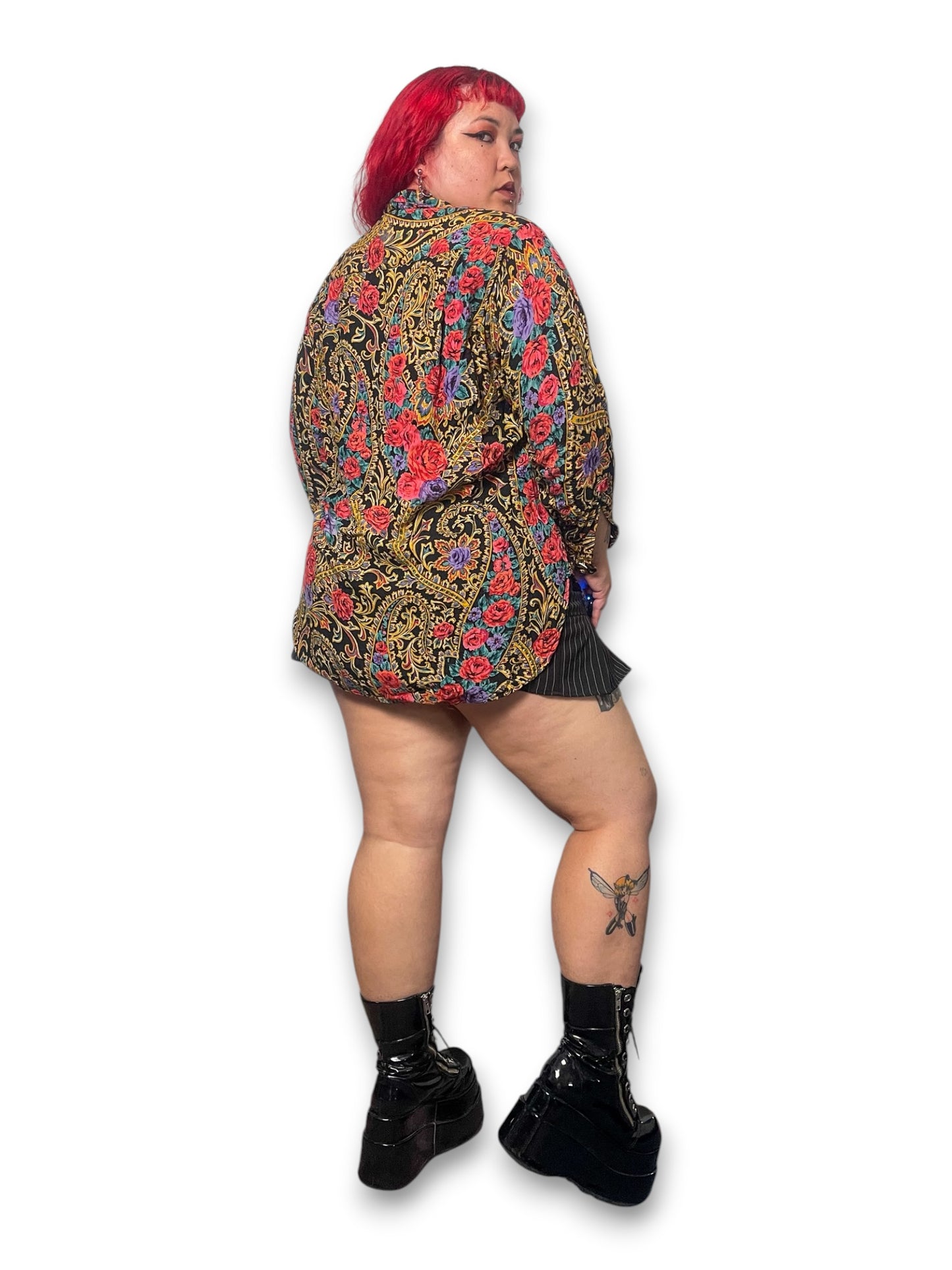 80’s Retro Floral Print Blouse (XL)