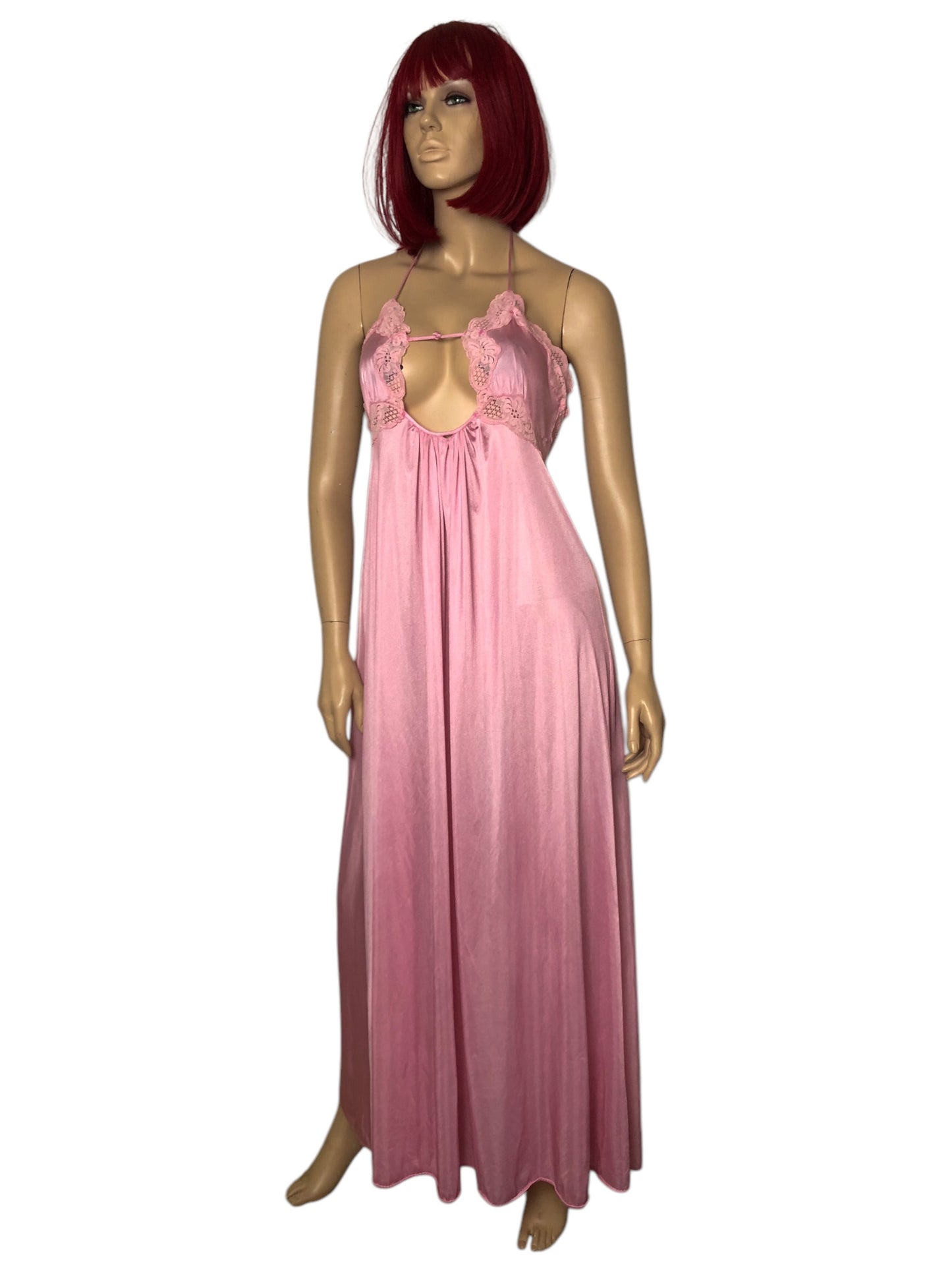 60’s/70’s Lily of France Pink Slip Maxi Dress (M)