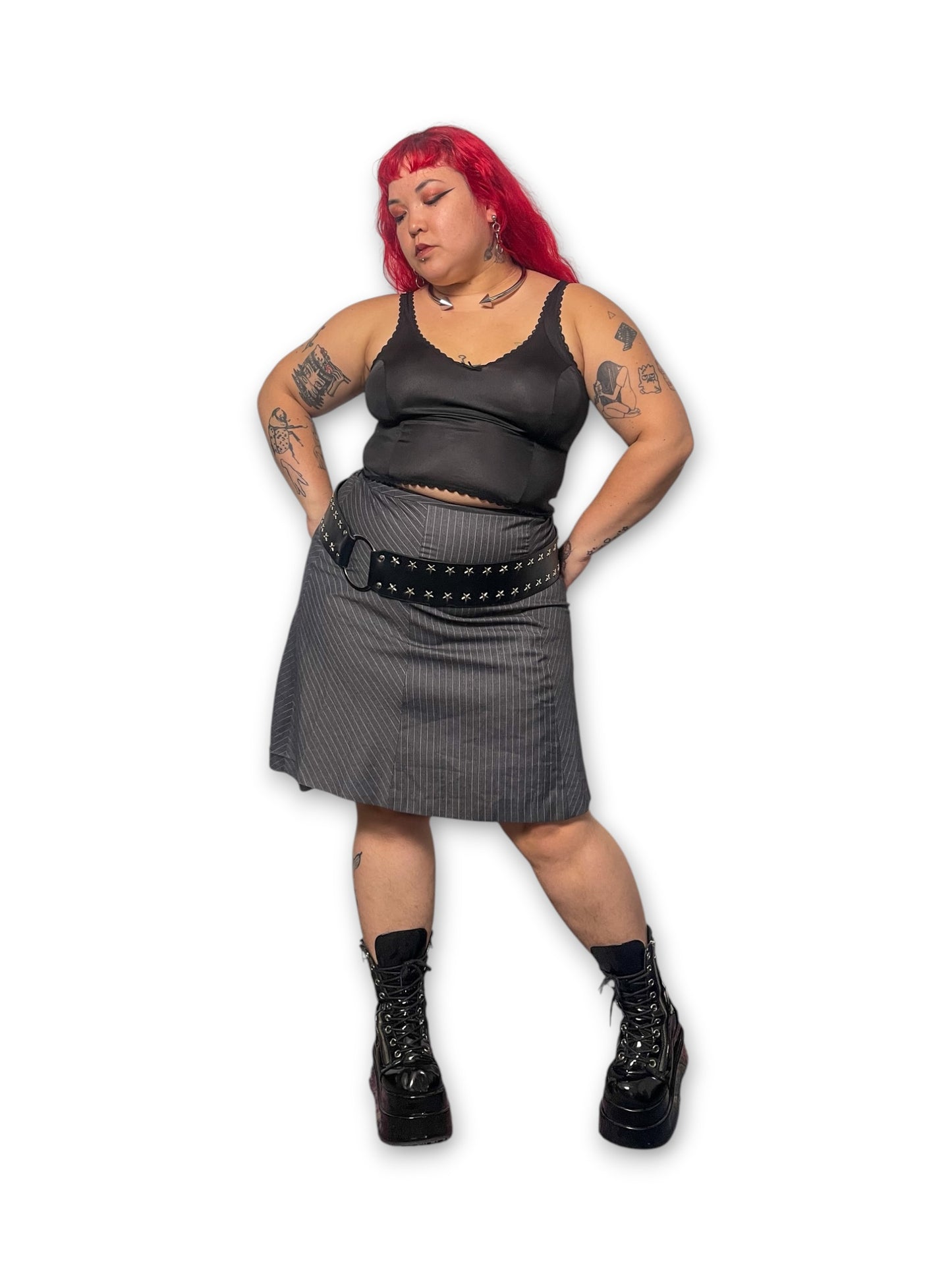 Y2K Gray Pinstripe Skirt (XL/1X)