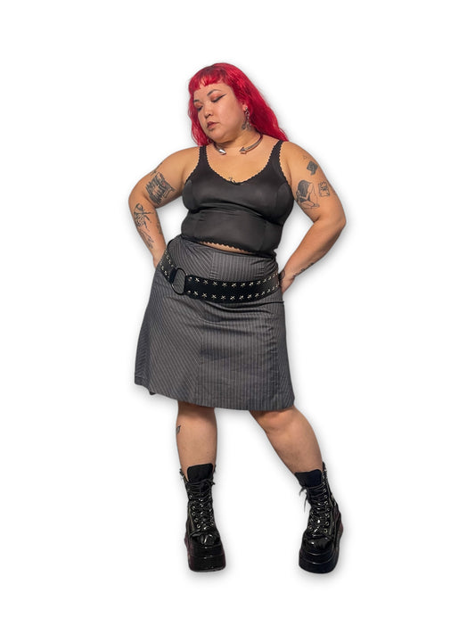 Y2K Gray Pinstripe Skirt (XL/1X)