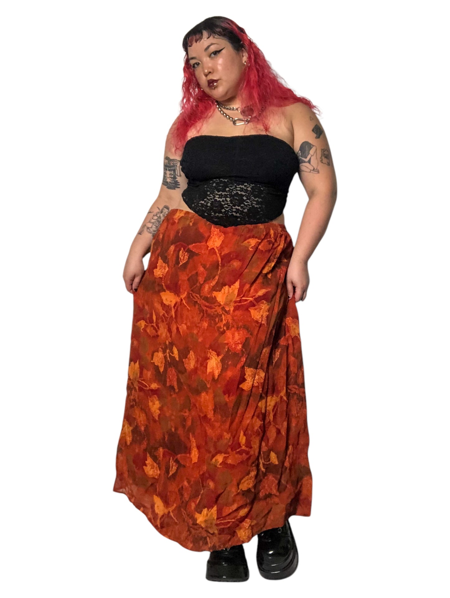 80’s Created for Essence by Mail Orange Floral Skirt (3X/4X)