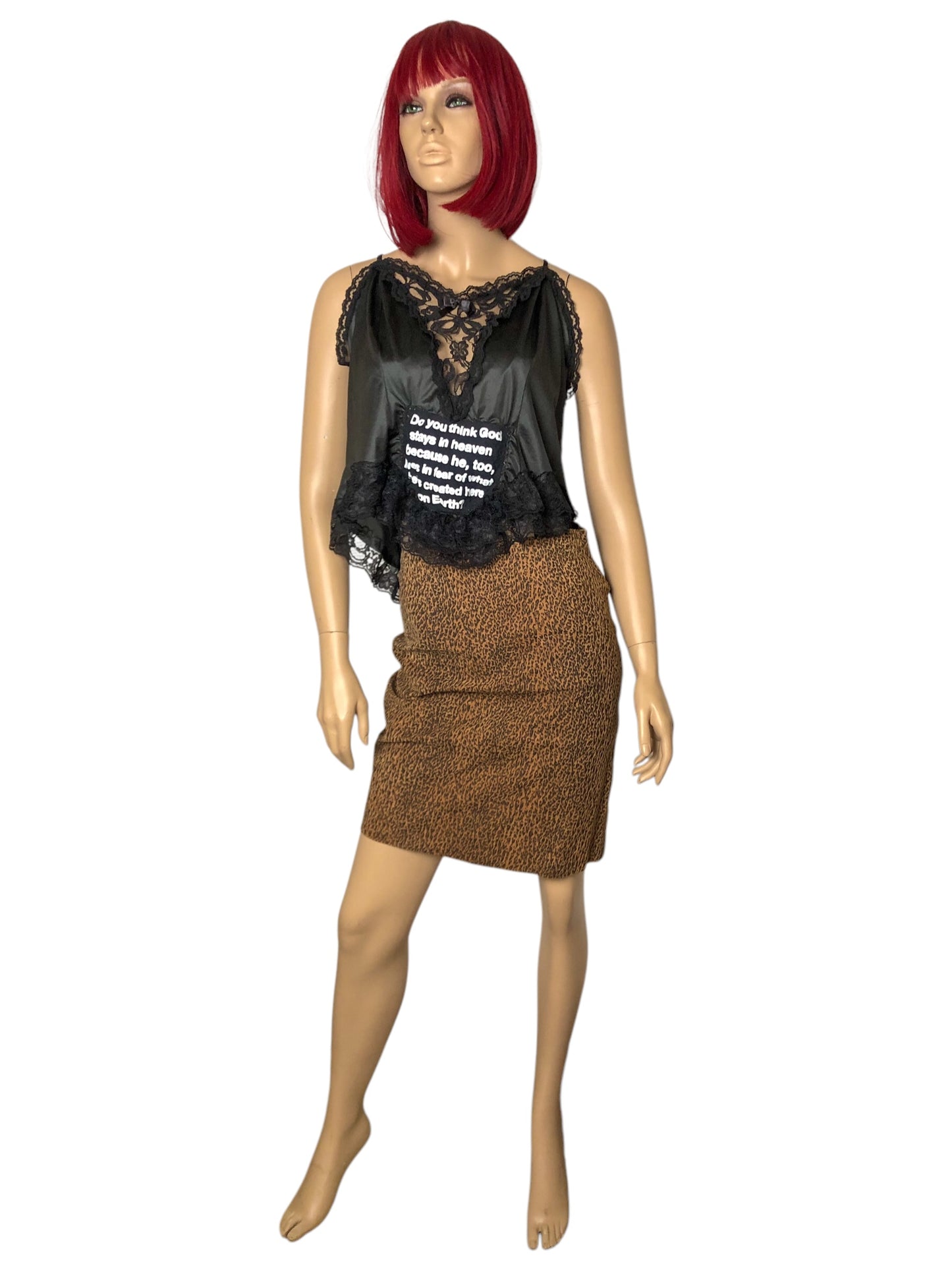 80’s/90’s Leopard Print Leather Skirt (S/M)