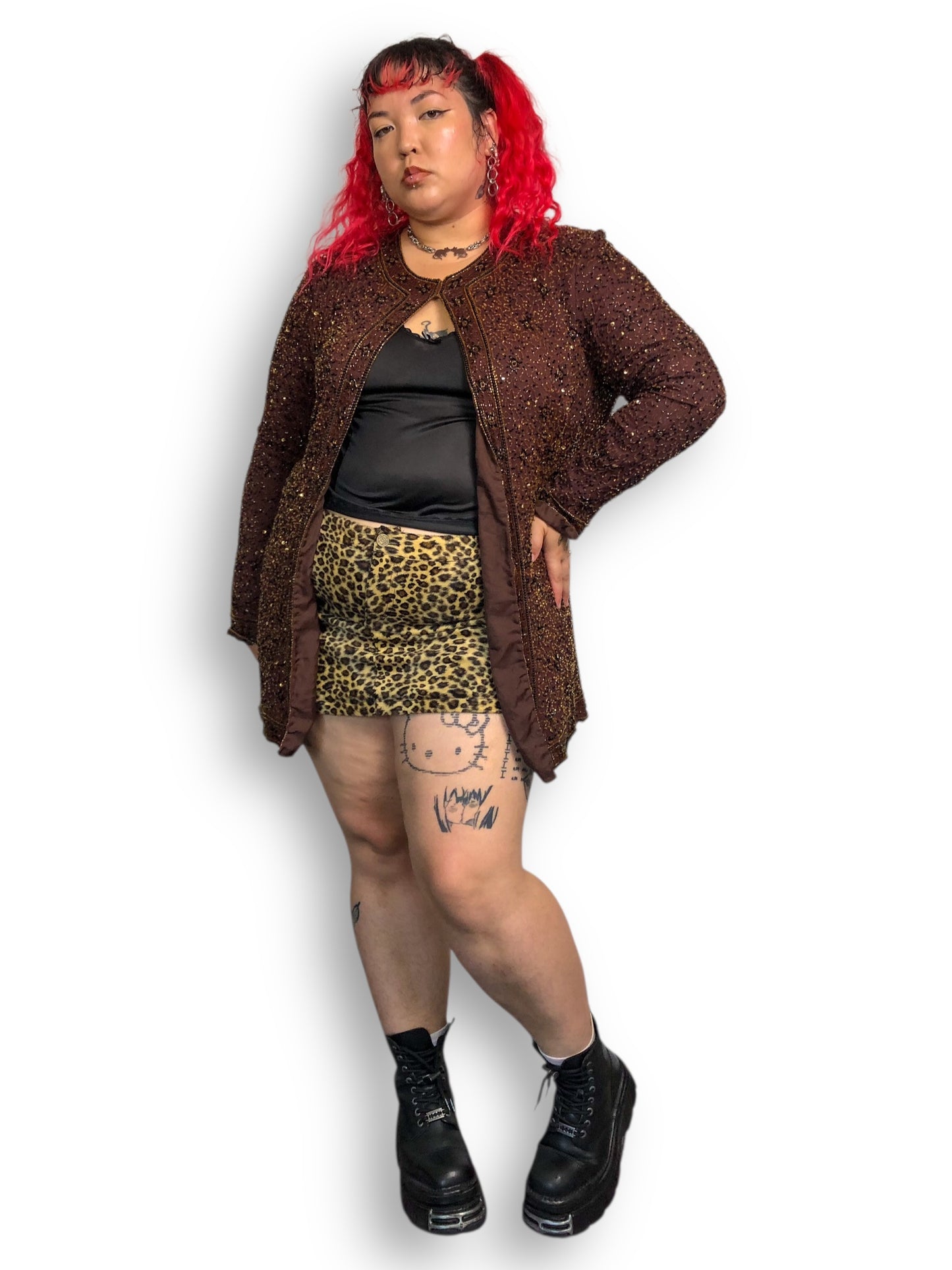 90’s Sténay Brown Beaded Cardigan (XL/2X)