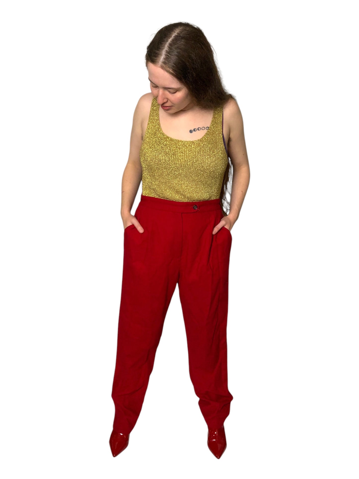 80’s Harvé Benard by Benard Holtzman Red High Waisted Pants (L)