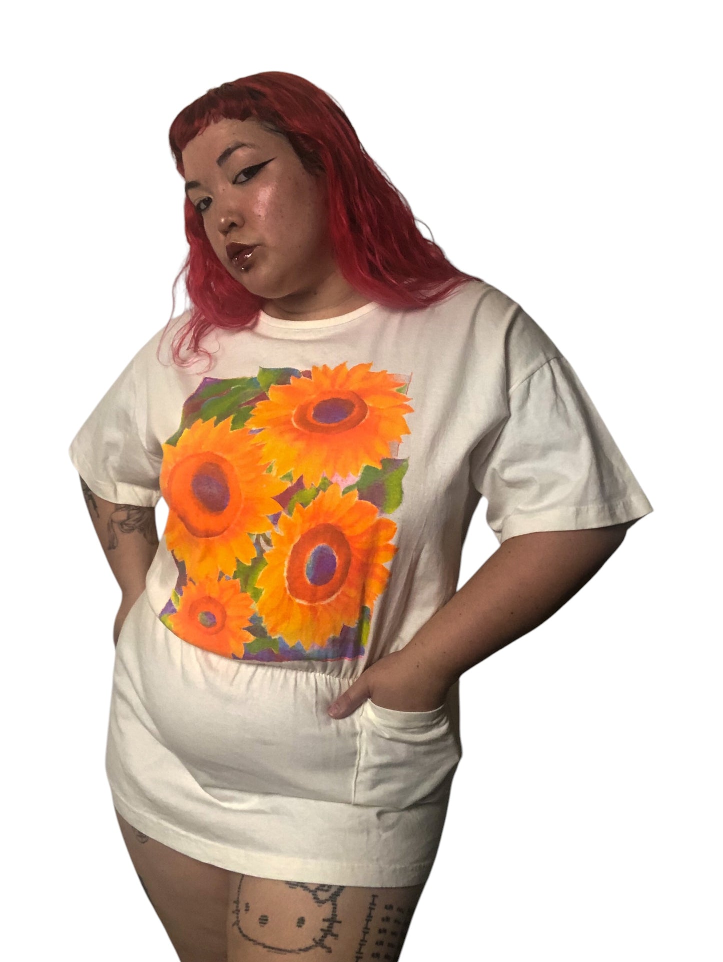 80’s Sun Bound White T-Shirt Mini Dress (M/L/XL)