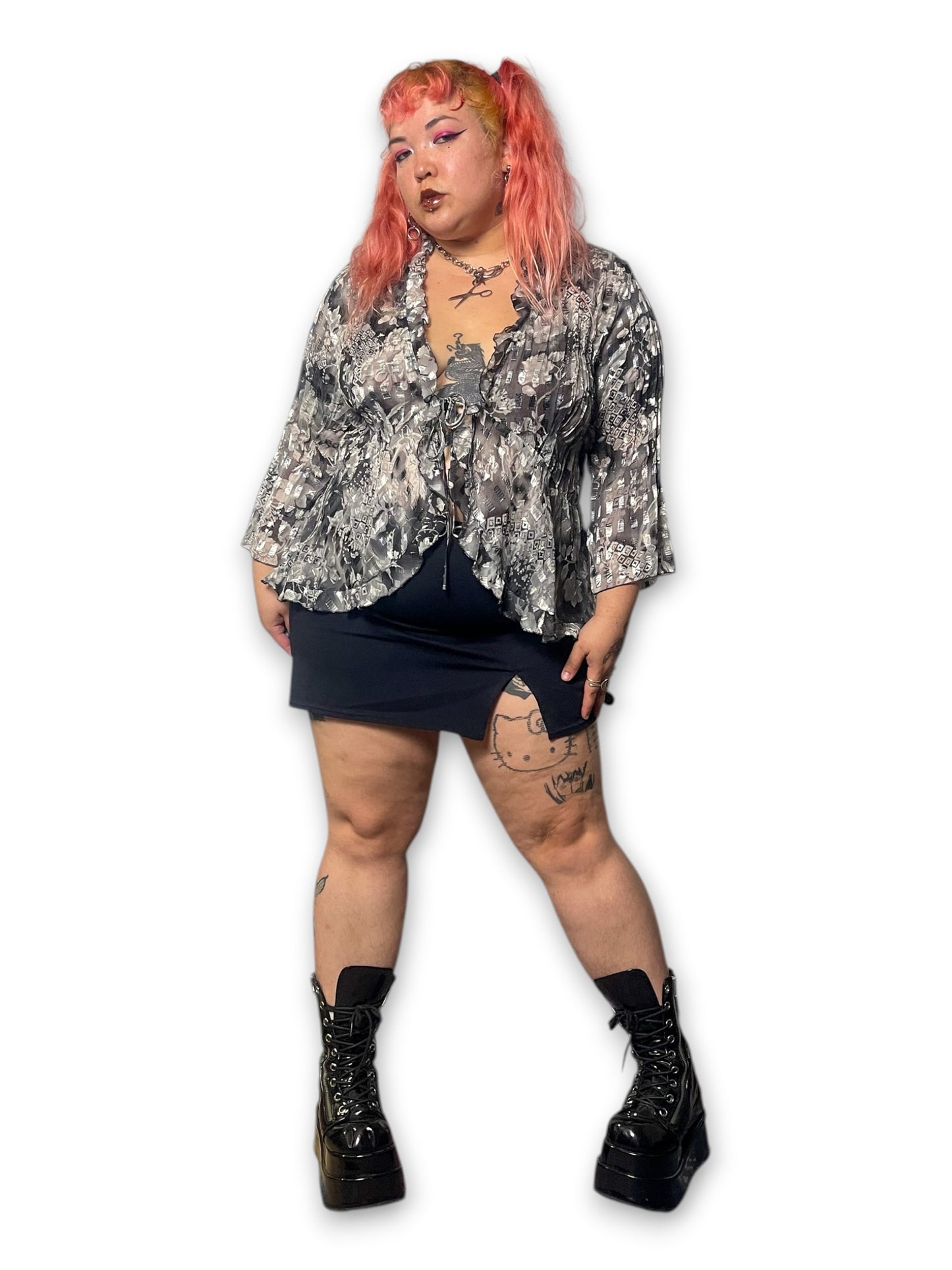 90’s/Y2K Pleated Sheer Blouse (2X)