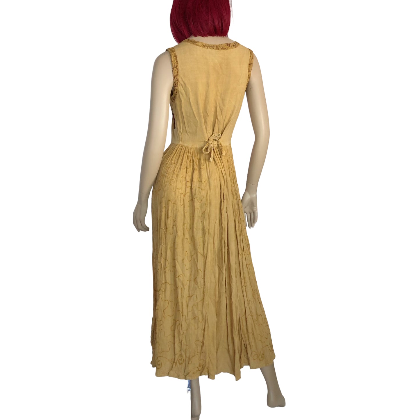 90’s M.P.H. Dandelion Yellow Embroidered Maxi Dress (M)