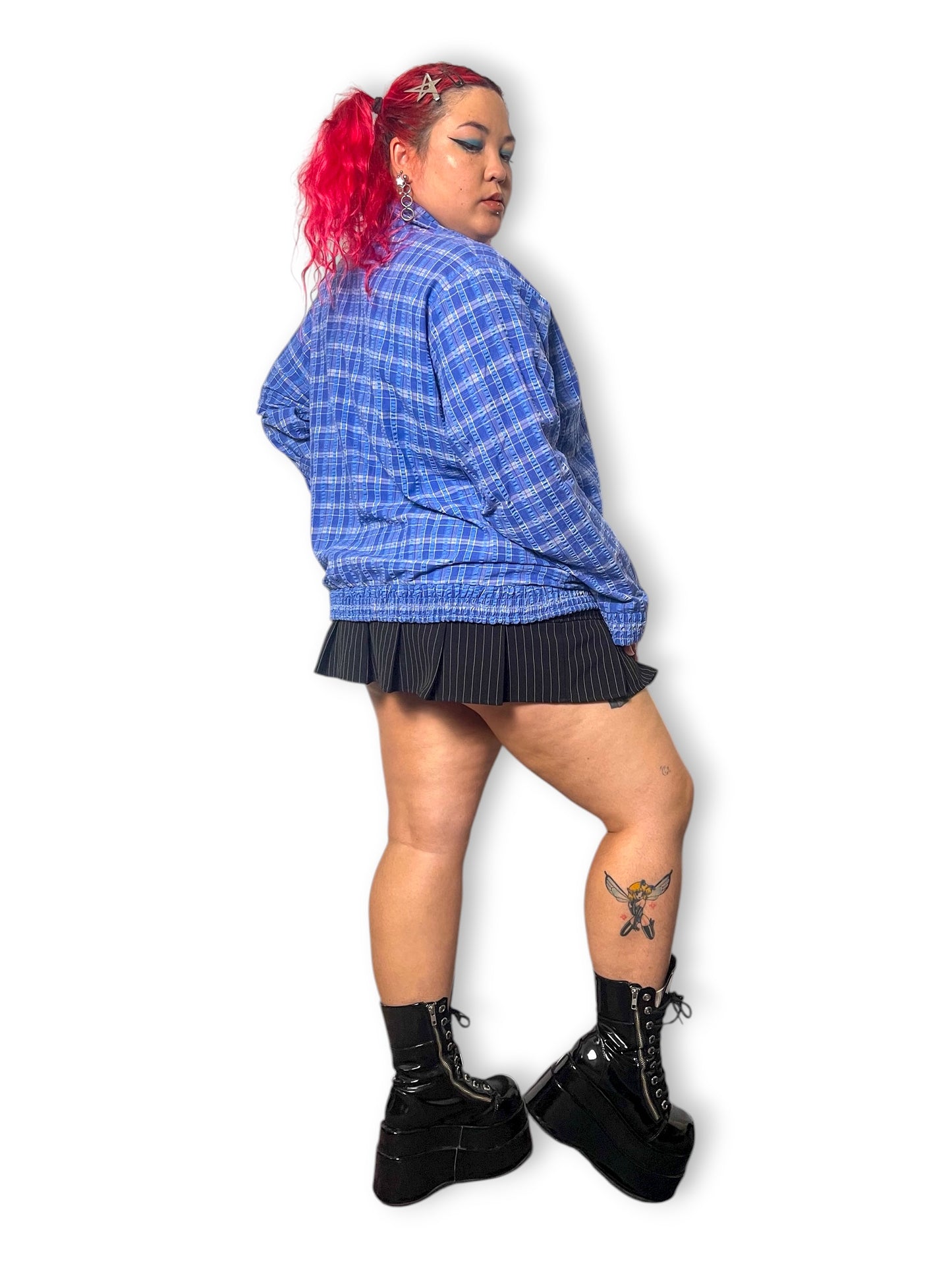 Y2K/Modern National Blue Plaid Shacket (3X)