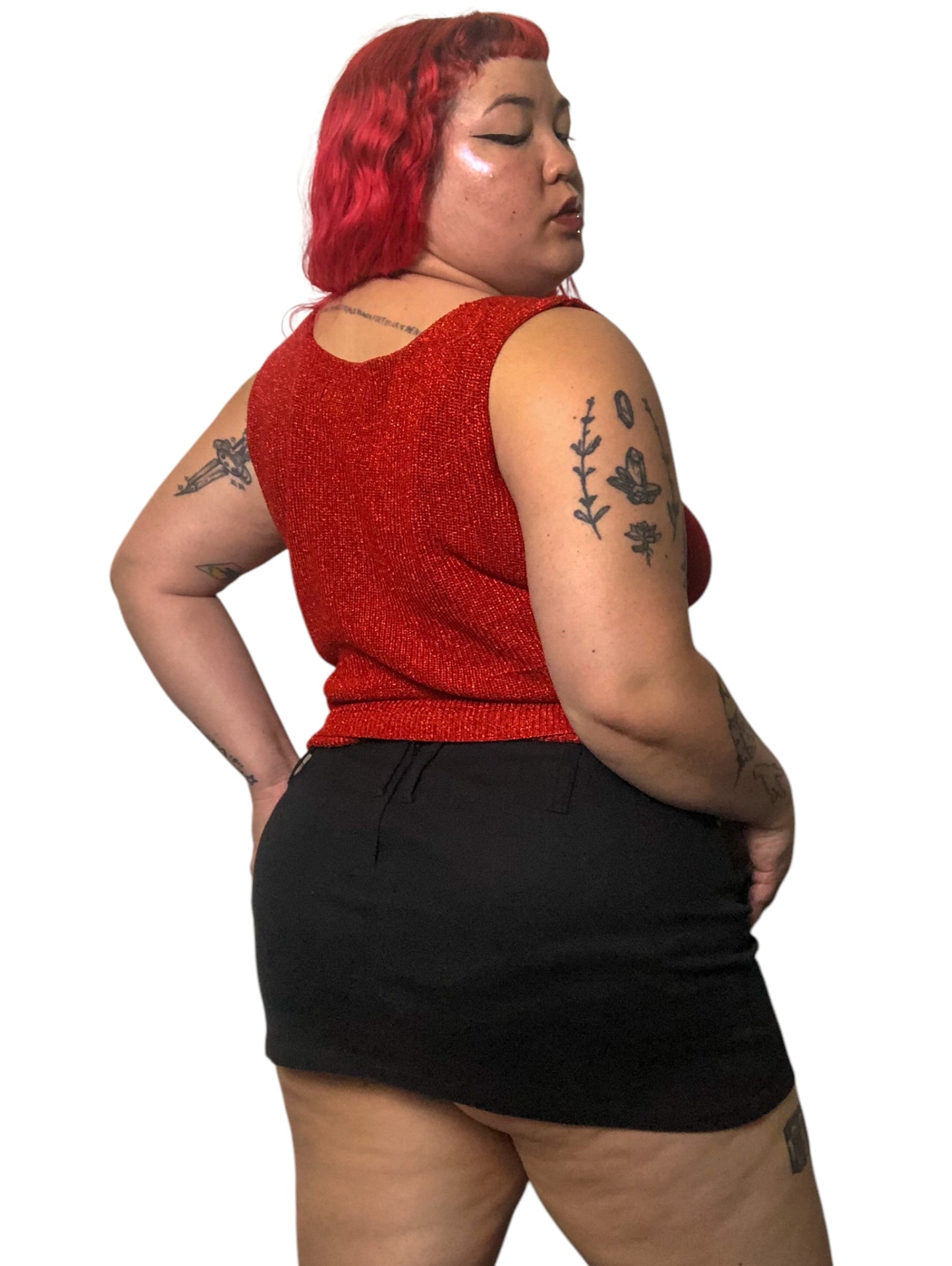 90’s/Y2K XXist Red Sparkly Knit Tank Top (XL/2X)