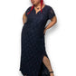 Y2K Connected Navy Blue Floral Lace Evening Dress (3X)