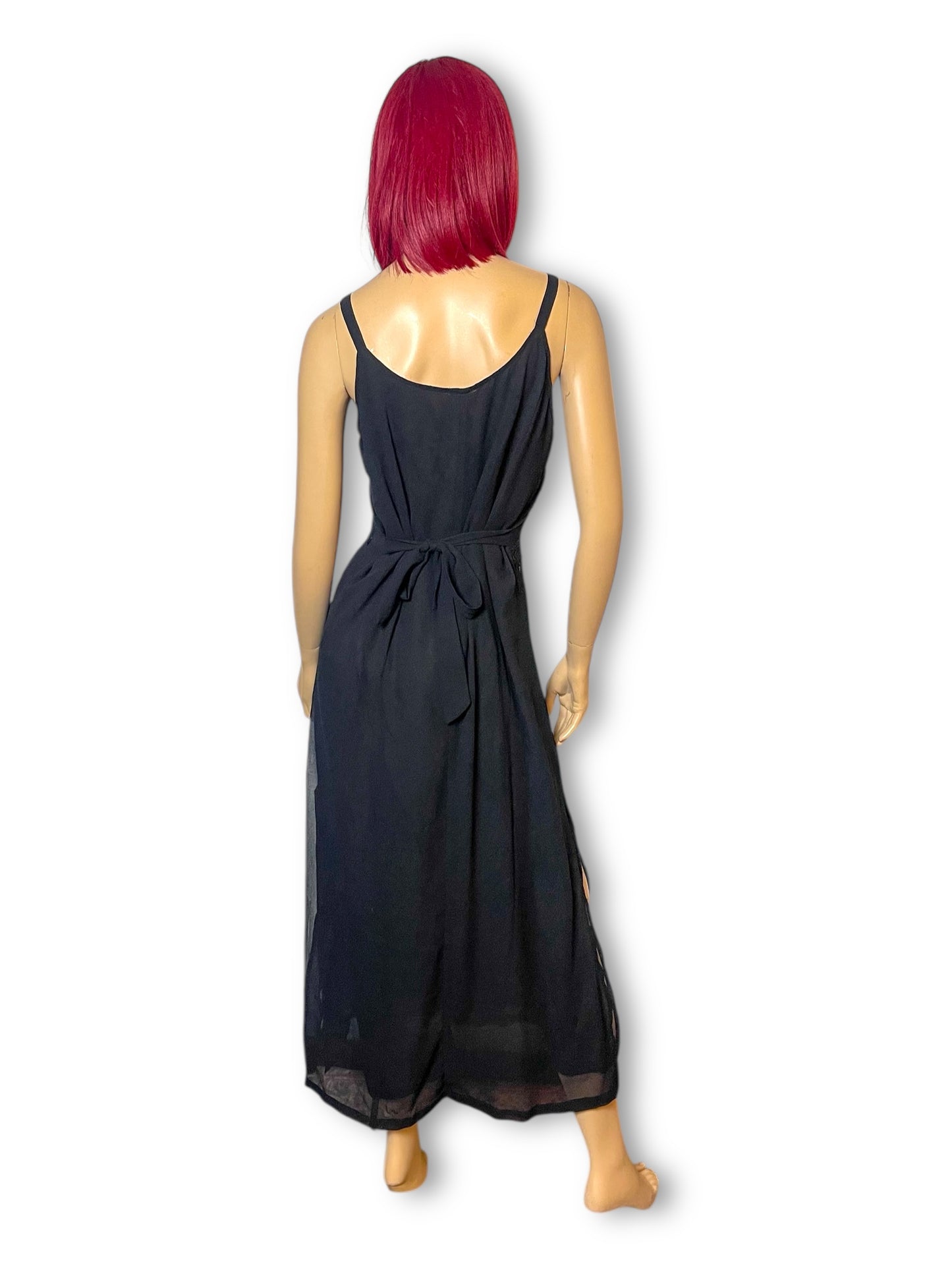 90’s/Y2K Black Mesh Layered Maxi Dress (L)