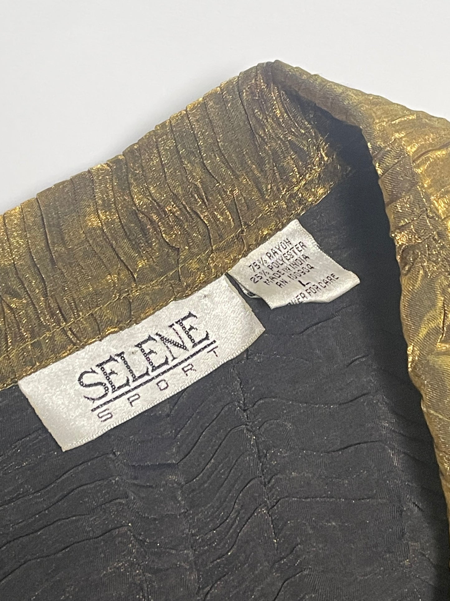 90’s Shiny Pleated Party Blouse (L)