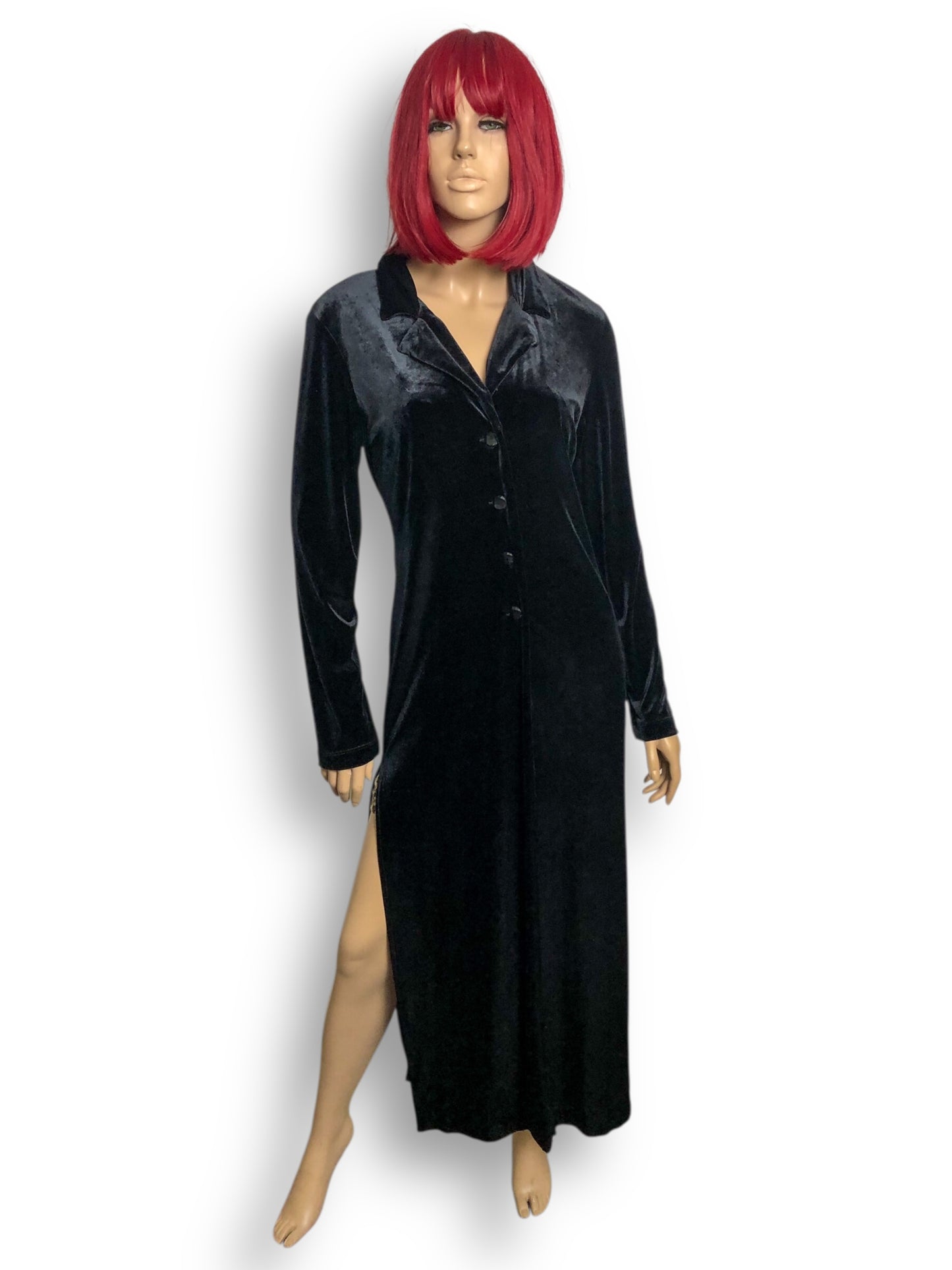 Y2K Be Smart Black Velvet Duster Cardigan (M)
