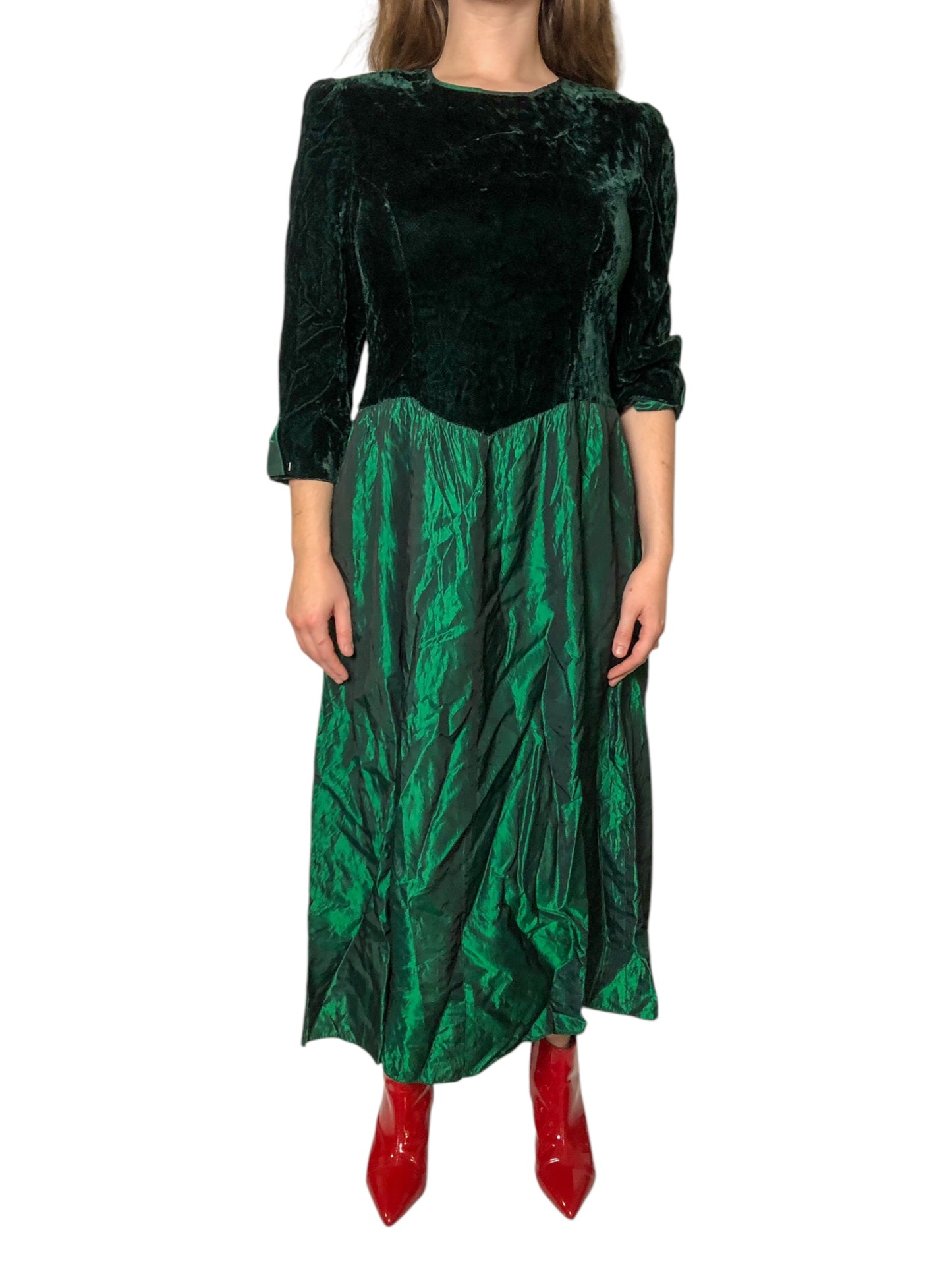 80’s Lanz Originals Dark Green Retro Prom Dress (L/XL)