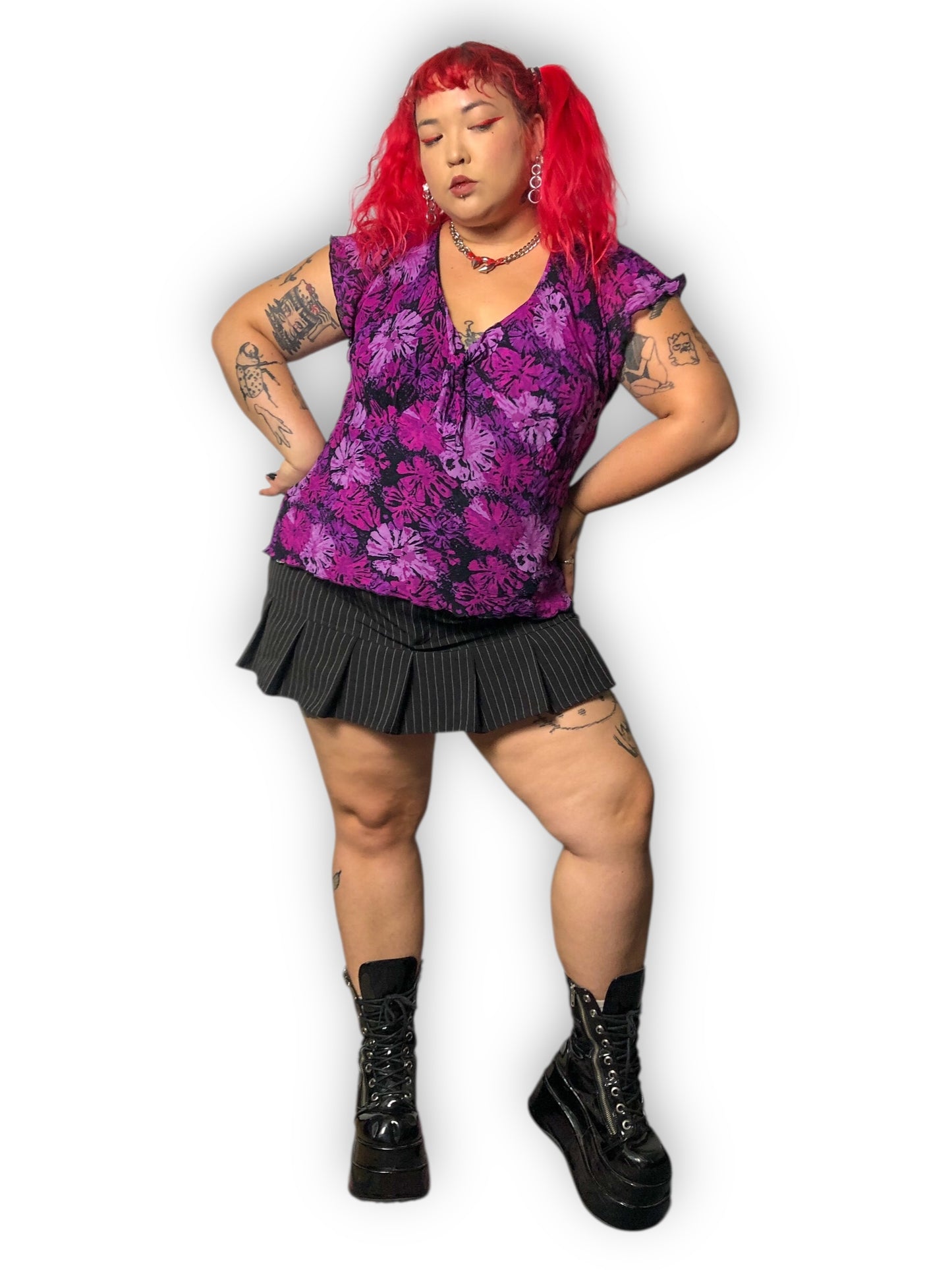 Y2K Style & Co Purple Floral Top (3X)