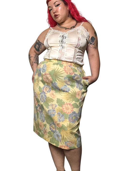 80’s Alfred Dunner Pastel Floral Print Skirt (2X)