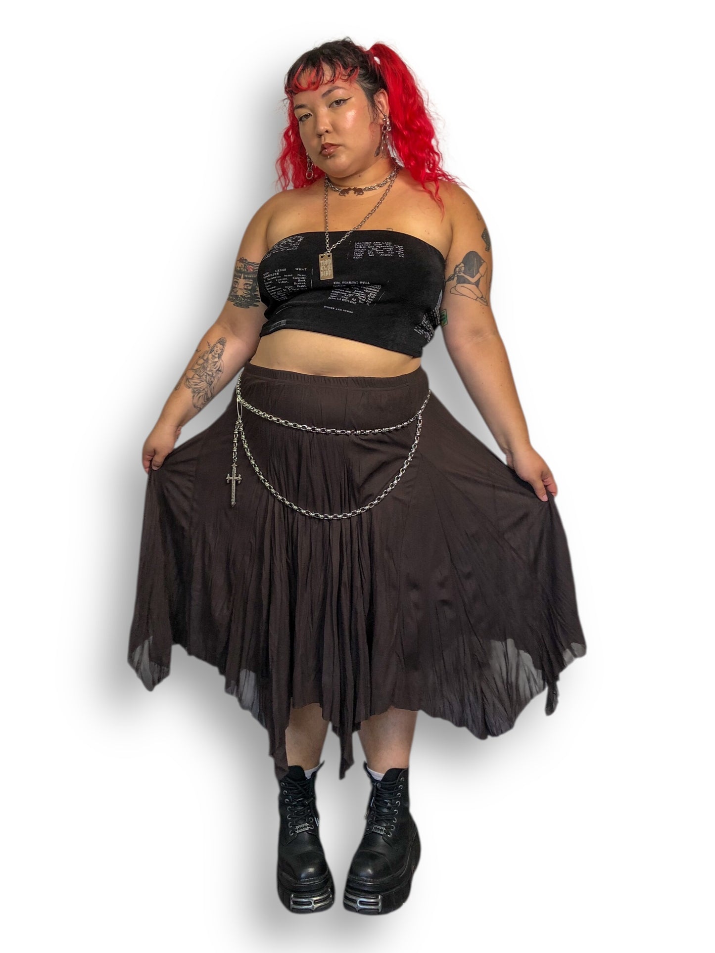 90’s/Y2K Maurices Brown Handkerchief Skirt (2X/3X/4X)