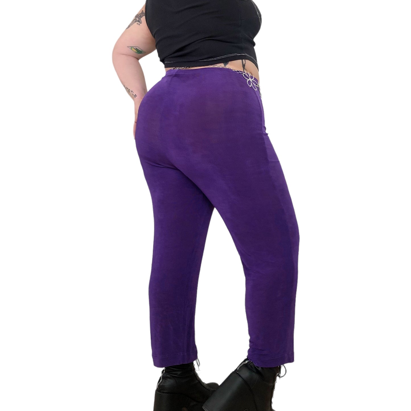 80’s Slinky Purple Ribbed Pants (L/XL/2X)