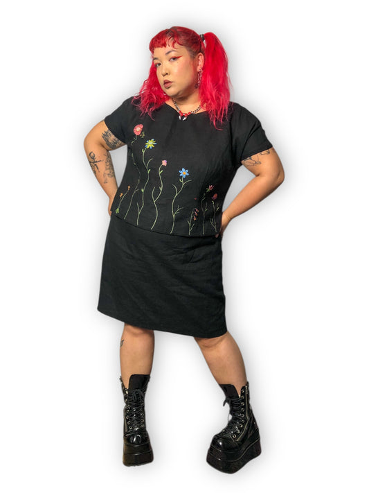 90’s Positive Attitude Black Layered Pencil Dress (2X)