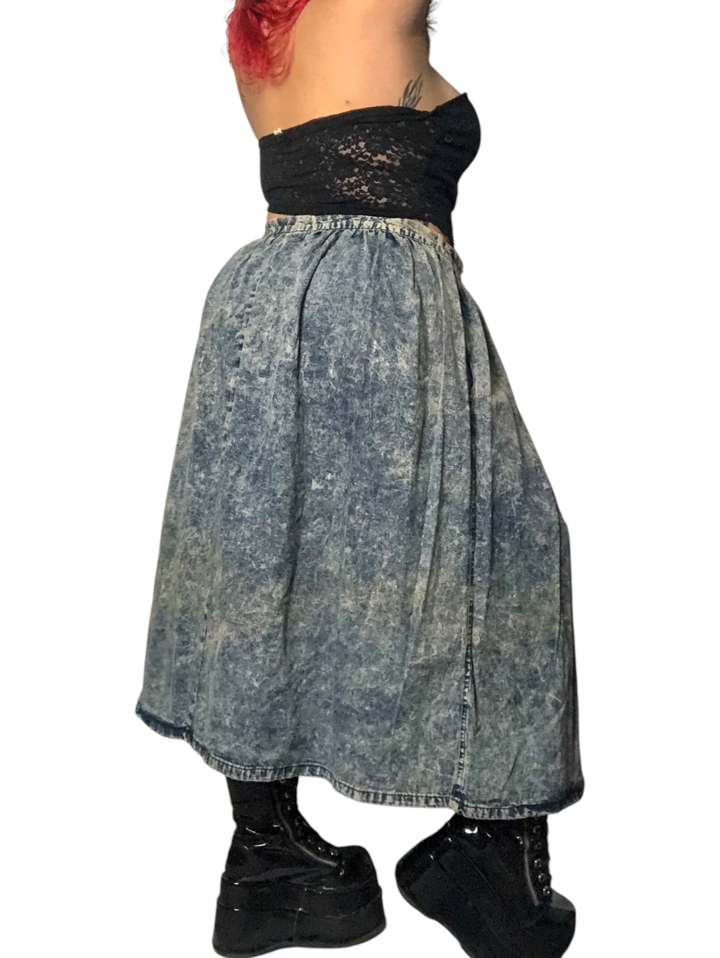80’s/90’s Palmetto’s Acid Wash Denim Circle Skirt (2X)