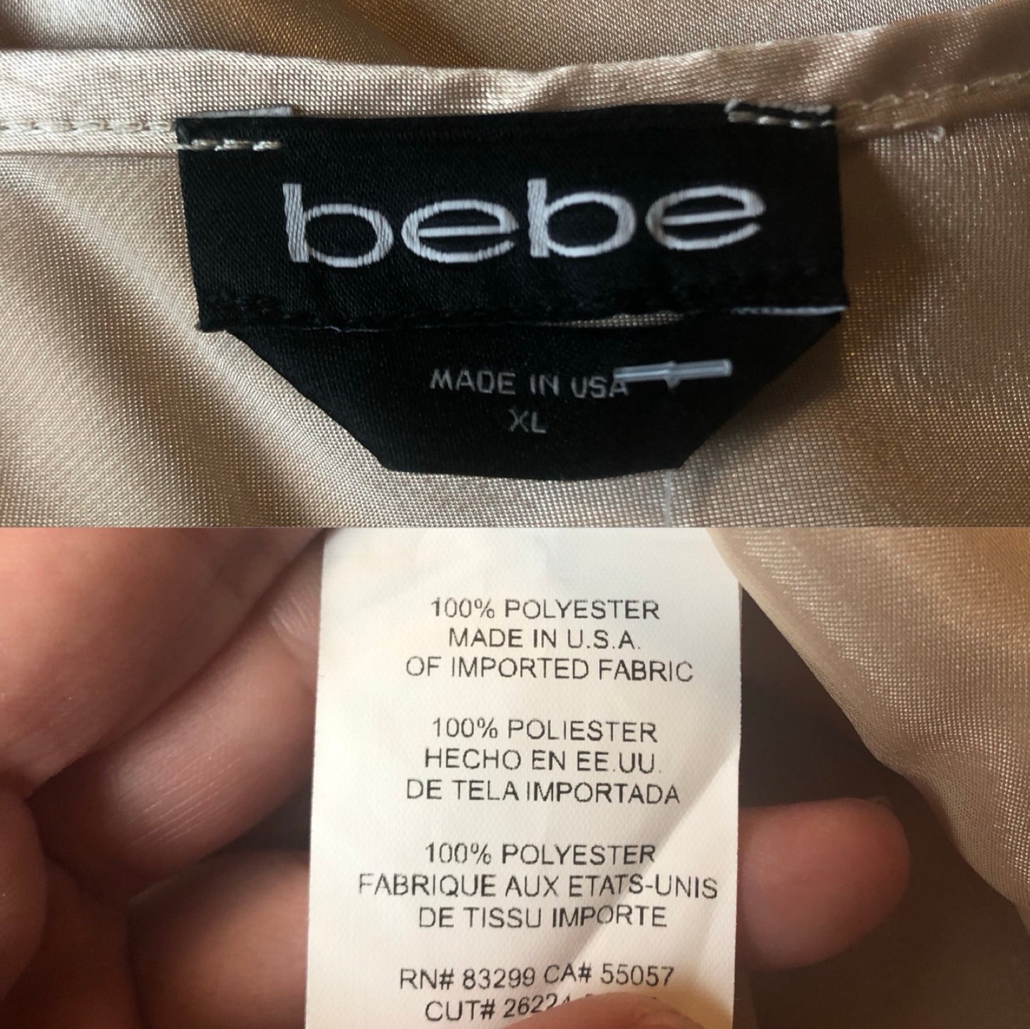 90’s/Y2K Bebe Champagne Satin Slip Dress (XL)