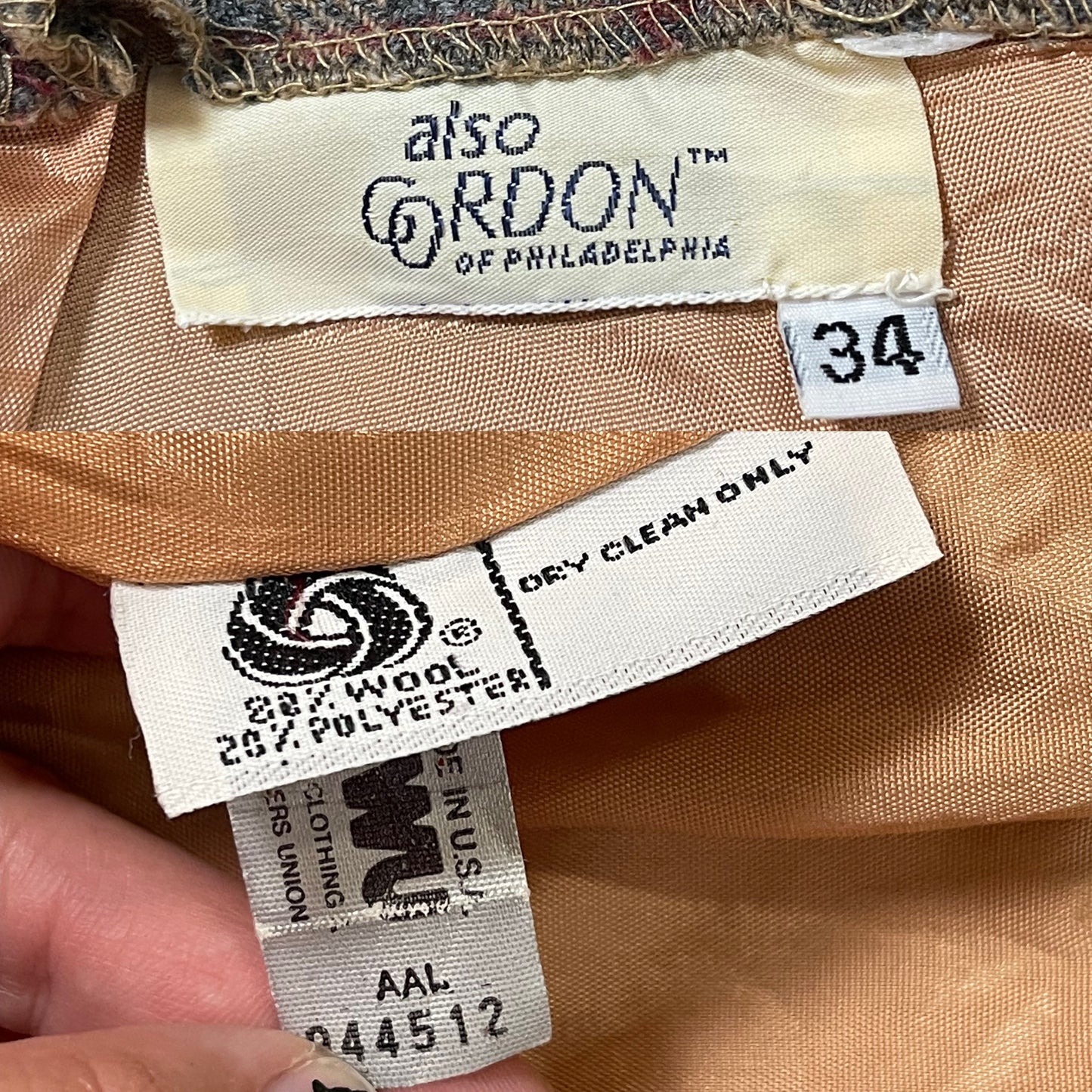 70’s Tan and Gray Tartan Plaid Pencil Skirt (1X)