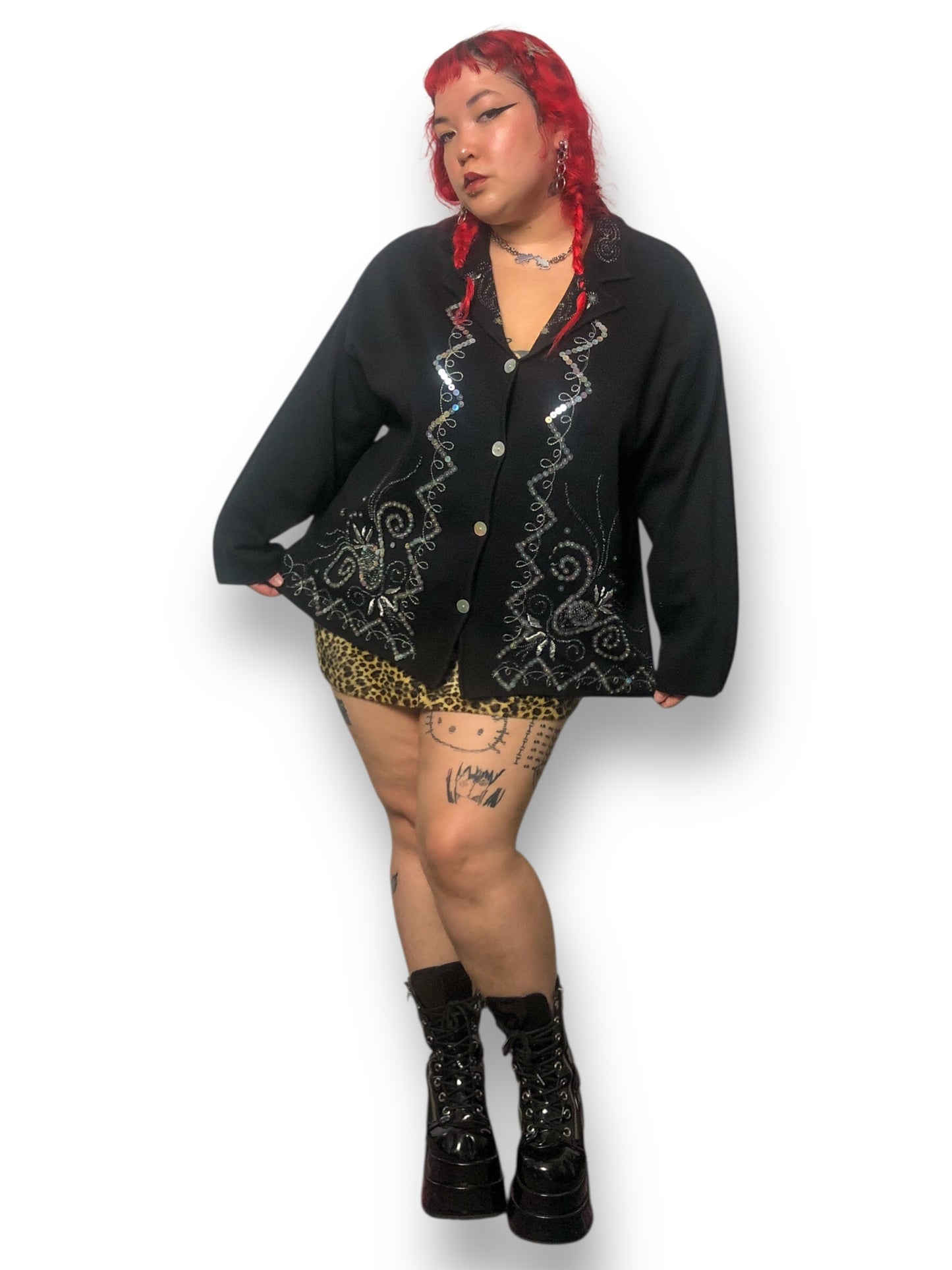 90’s Carole Little Black Cardigan Sweater (2X)