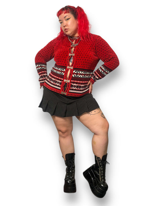 90’s/Y2K Croft & Barrow Red Patterned Cardigan Sweater (XL)