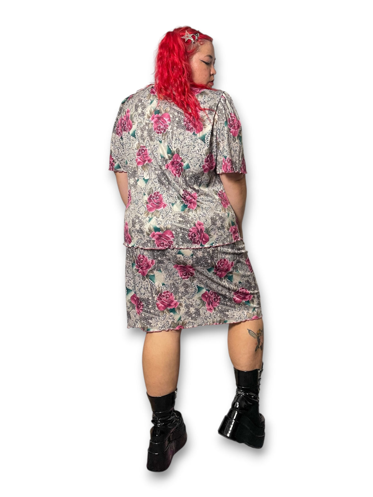 80’s Retro Floral Layered Dress (1X/2X)