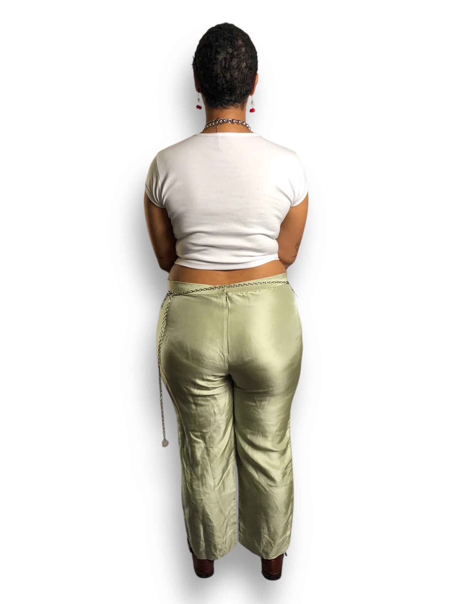 90’s Adrianna Papell Pistachio Green Silk Pants (2X)