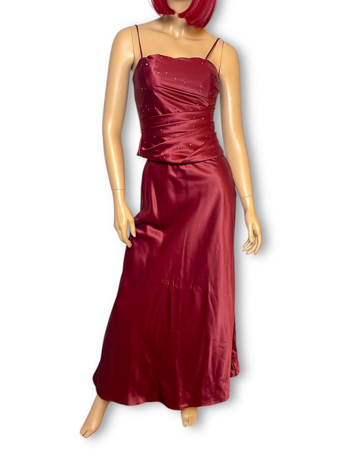 90’s Rebecca Burgundy Satin 3-Piece Evening Set (XS)