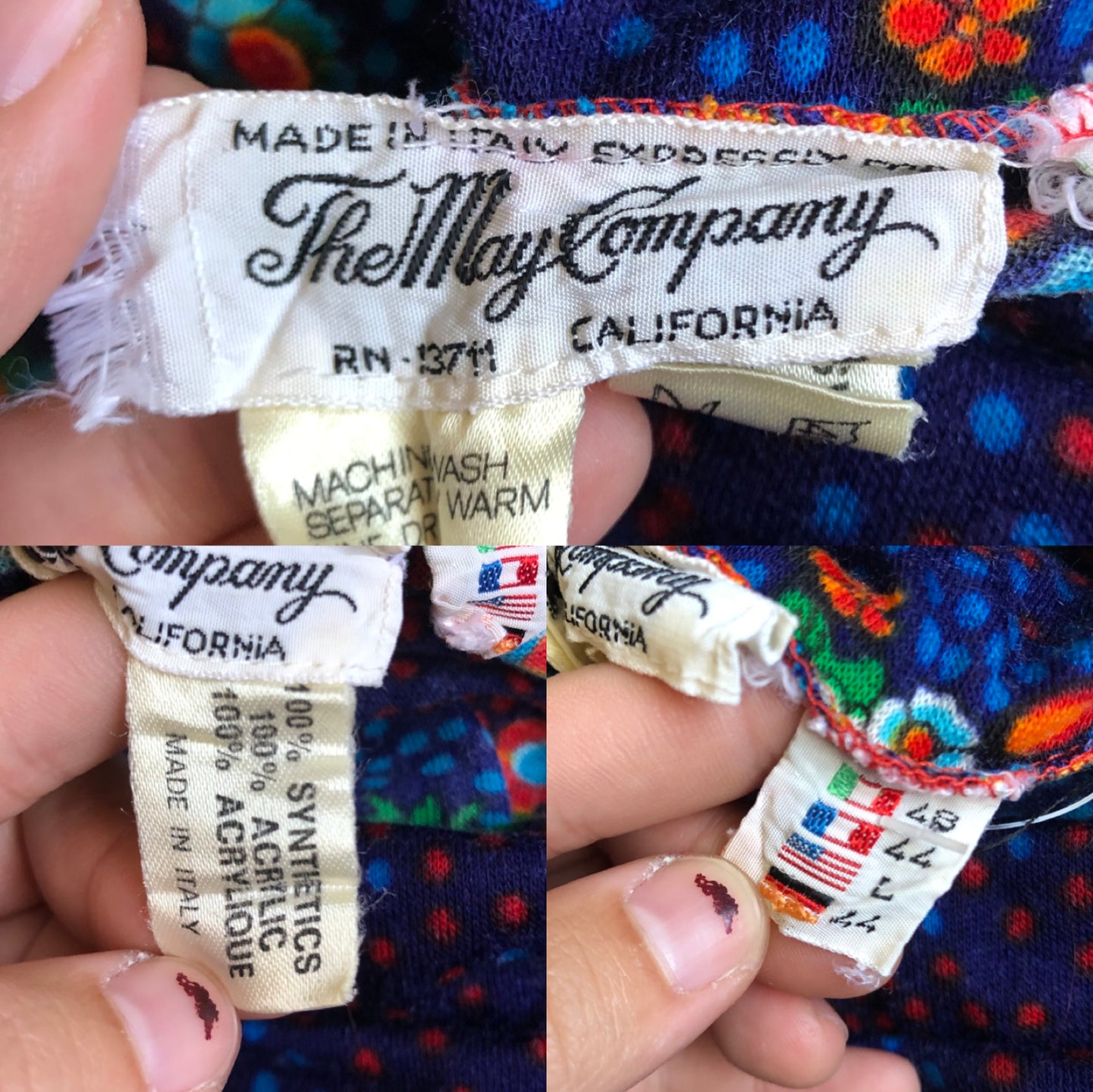 60’s The May Company Blue Floral Retro Turtleneck (S)