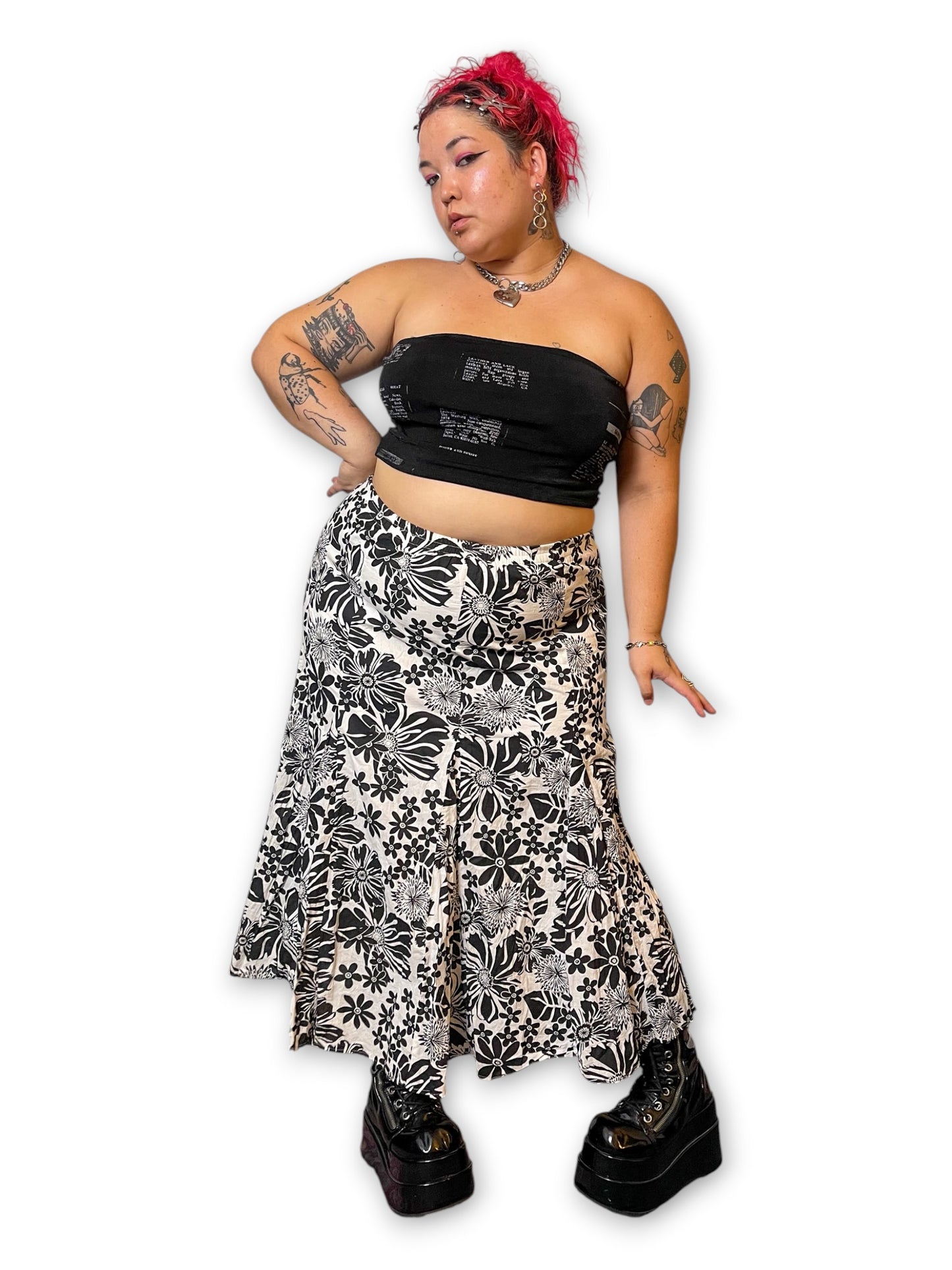 90’s/Y2K Floral Print Midi Skirt (L/XL/1X)