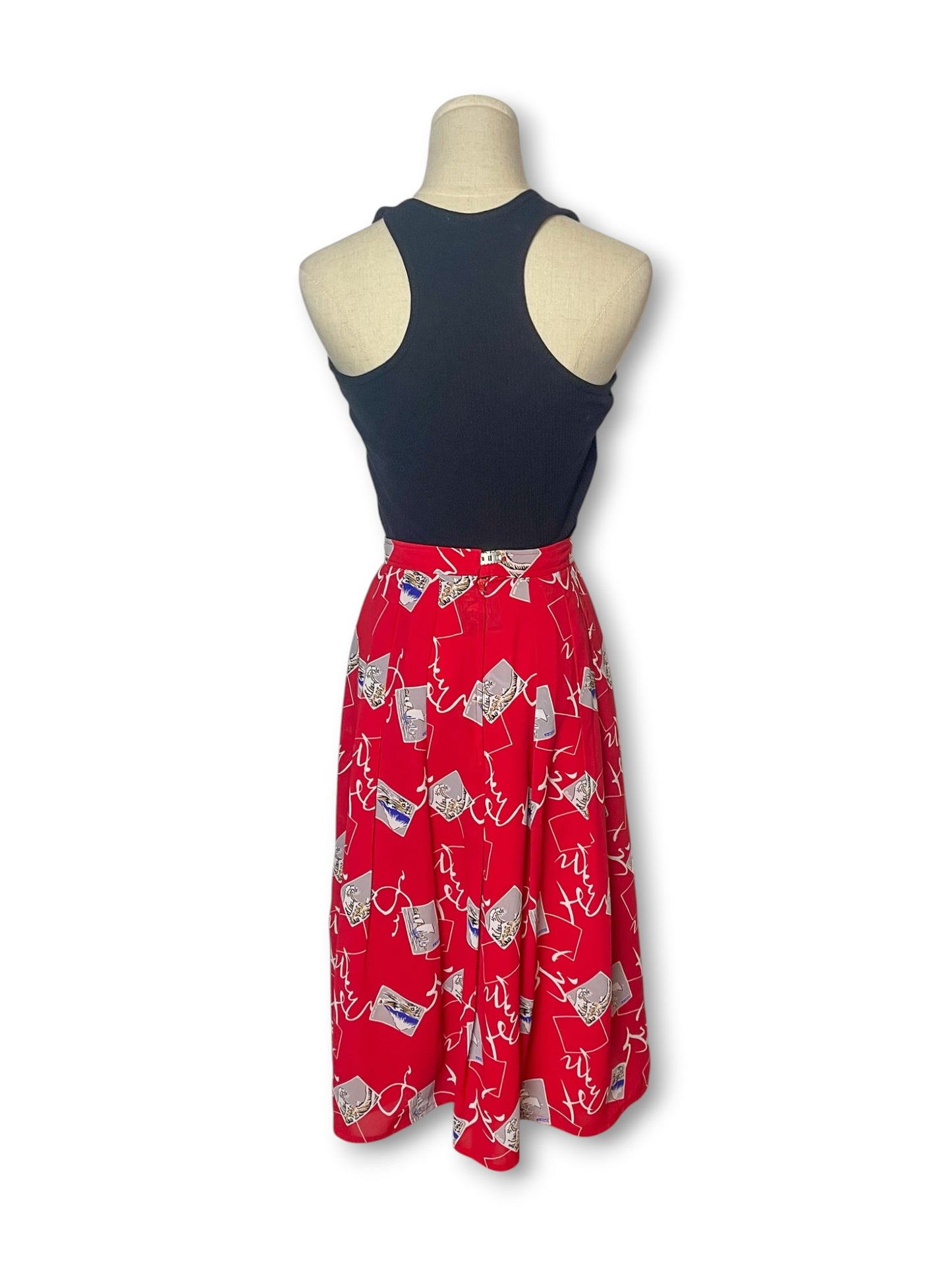 60’s/70’s Japanese Print Pleated Skirt (XS)