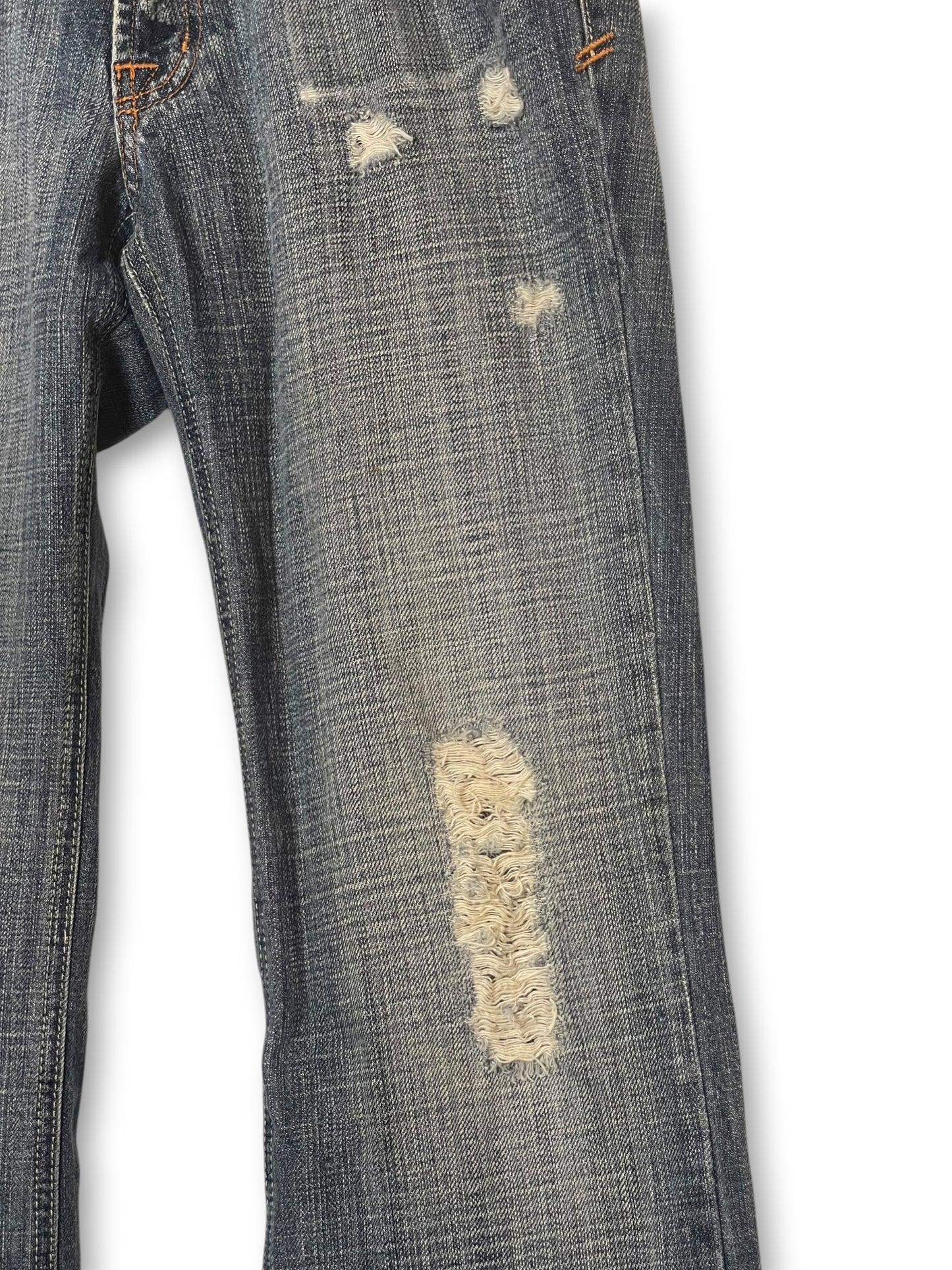 Y2K Medium Wash Distressed Jeans (S)